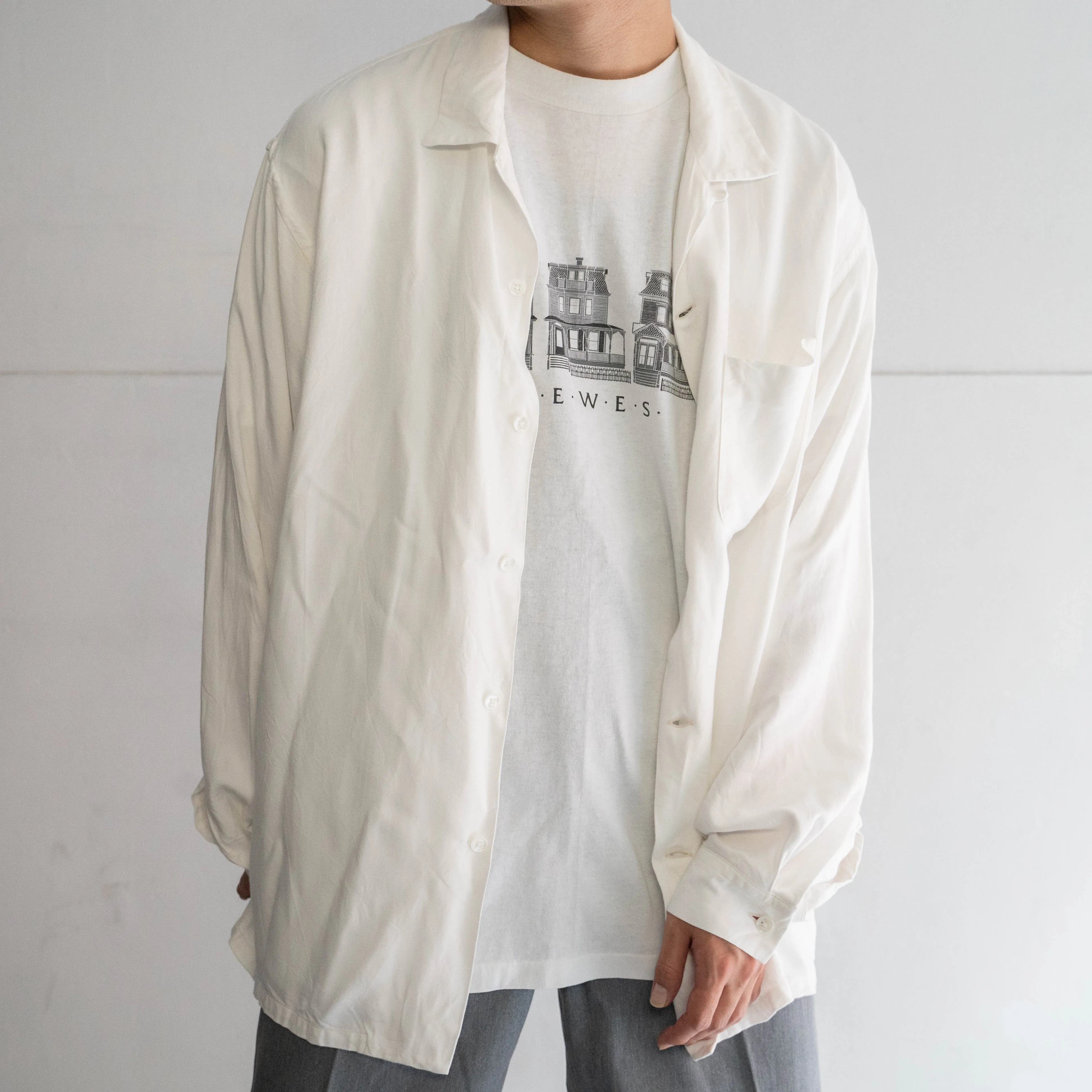 1980s white color print T-shirt 'made in USA' -single stitch-
