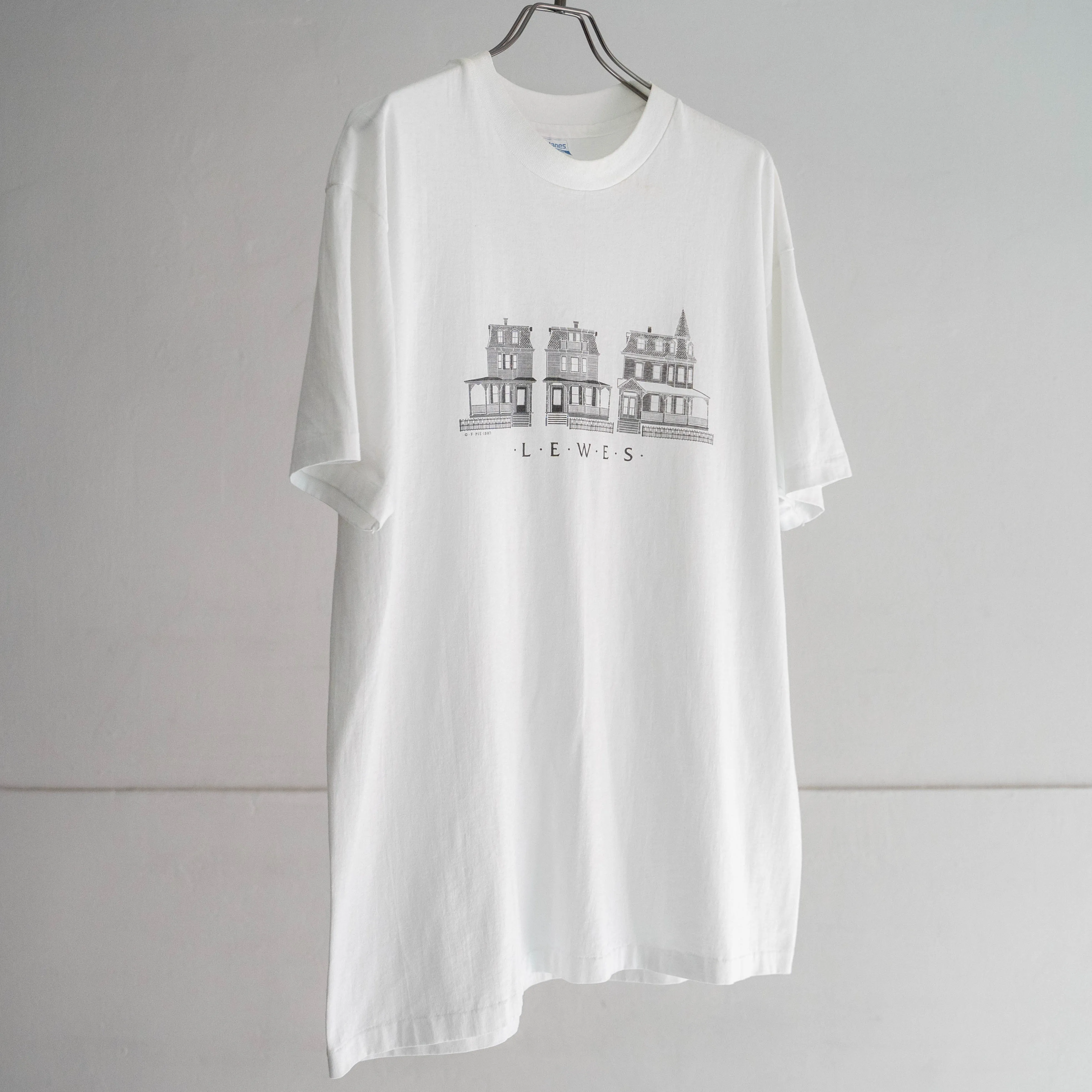 1980s white color print T-shirt 'made in USA' -single stitch-