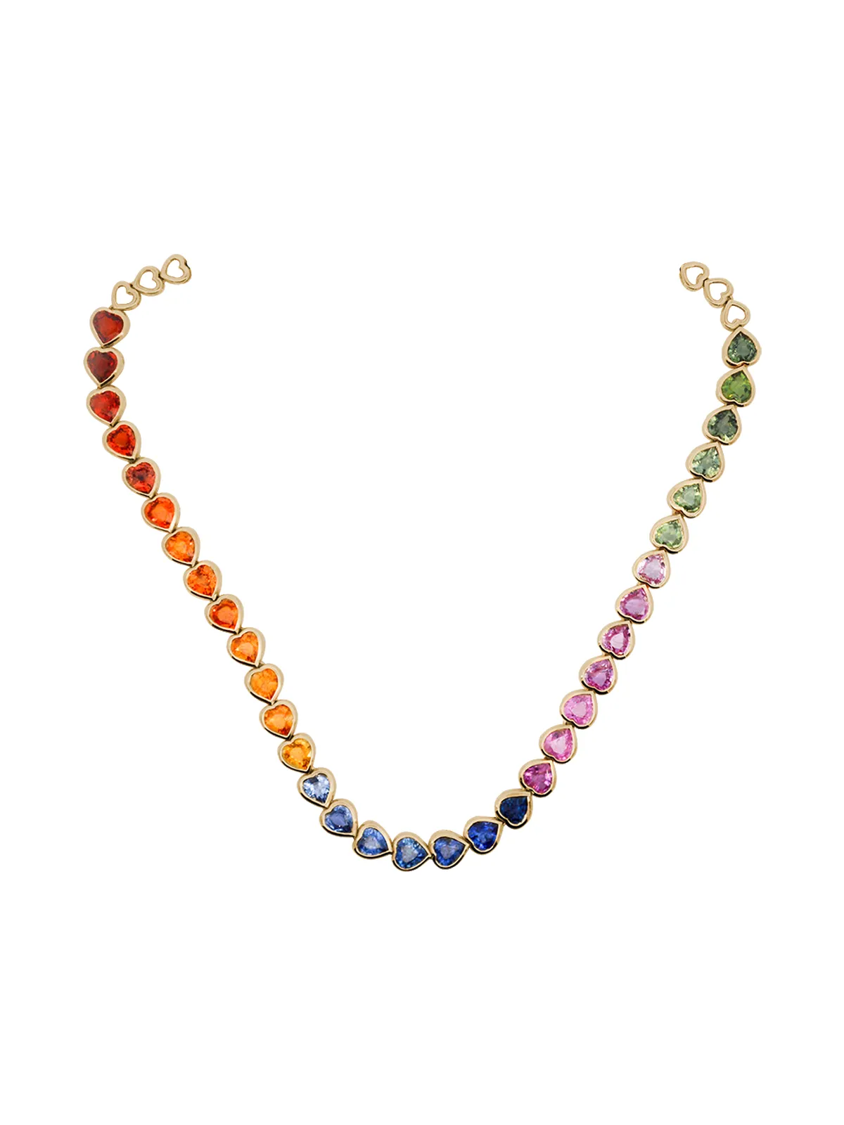 24.00ct Multi Gemstone 14K Gold Heart Shaped Necklace
