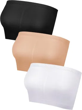 3 Pieces Bandeau Bras Women Stretch Strapless Bralettes Non Padded Stretch Top Tube Bras for Women Girls