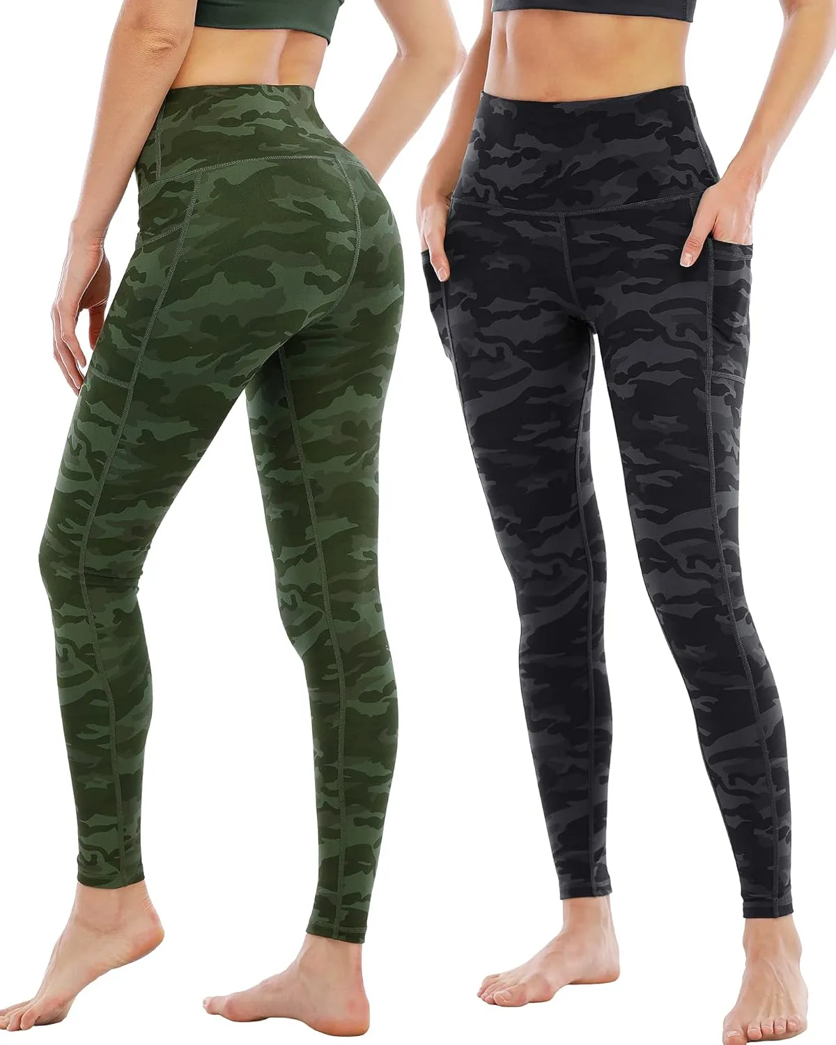 4 Pack Leggings with Pockets for Women,High Waist Tummy Control Workout Yoga Pants