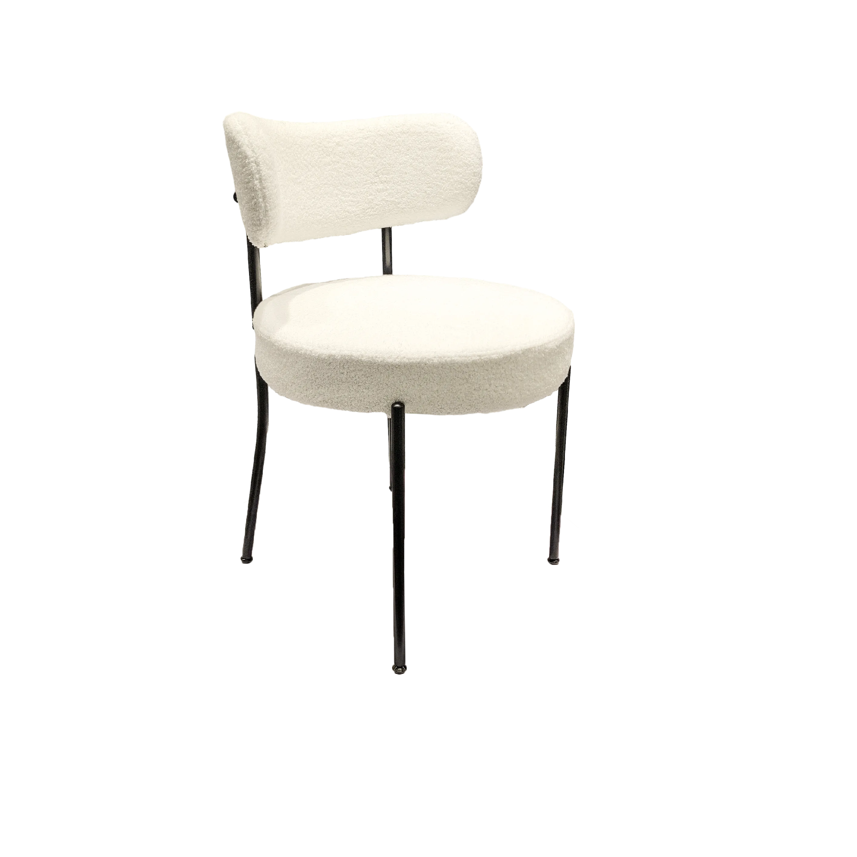 5 Pieces 31.5-Inch round dining table set for 4 and 4 pieces Upholstered Chairs for Four Person, MDF Table-top, Off White Faux Fur with White table Leg for Kitchen, Reception Room