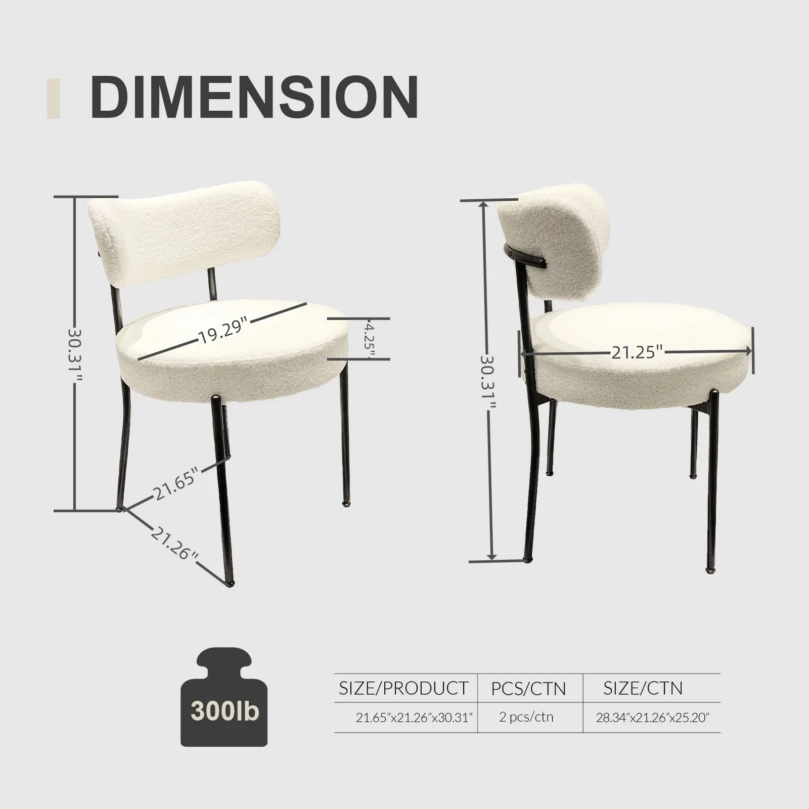 5 Pieces 31.5-Inch round dining table set for 4 and 4 pieces Upholstered Chairs for Four Person, MDF Table-top, Off White Faux Fur with White table Leg for Kitchen, Reception Room