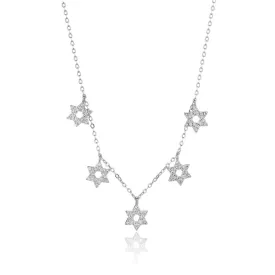 5 Small Pave Dangling Magen David Necklace