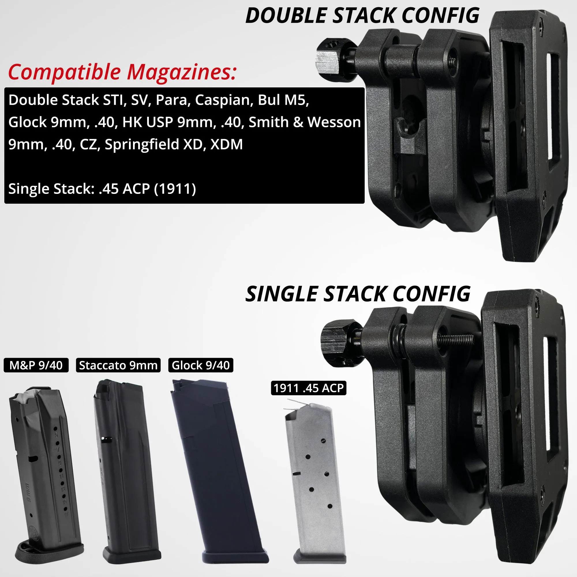 Ambidextrous Single/Double Stack Competition Magazine Pouch
