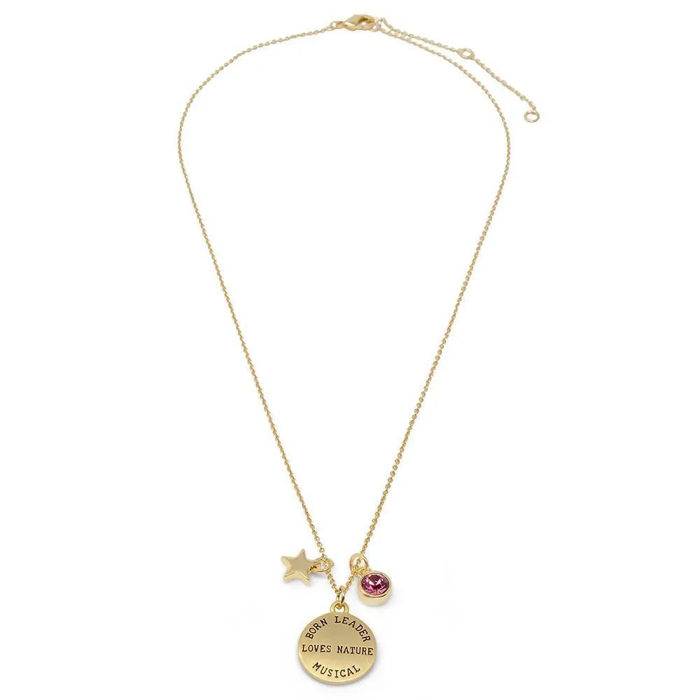 Birthstone Necklace October Gold Plated