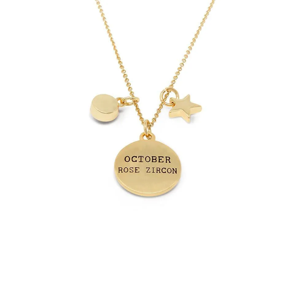 Birthstone Necklace October Gold Plated