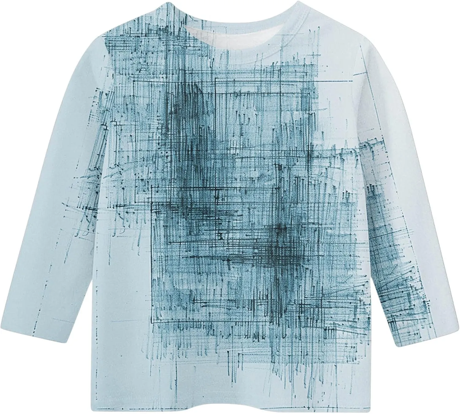 Boys Girls Cute Graffiti Loose 3/4 Sleeve T-Shirts Crewneck Casual Summer Graphic Printed Tee Tops for Kids 3-12 Years