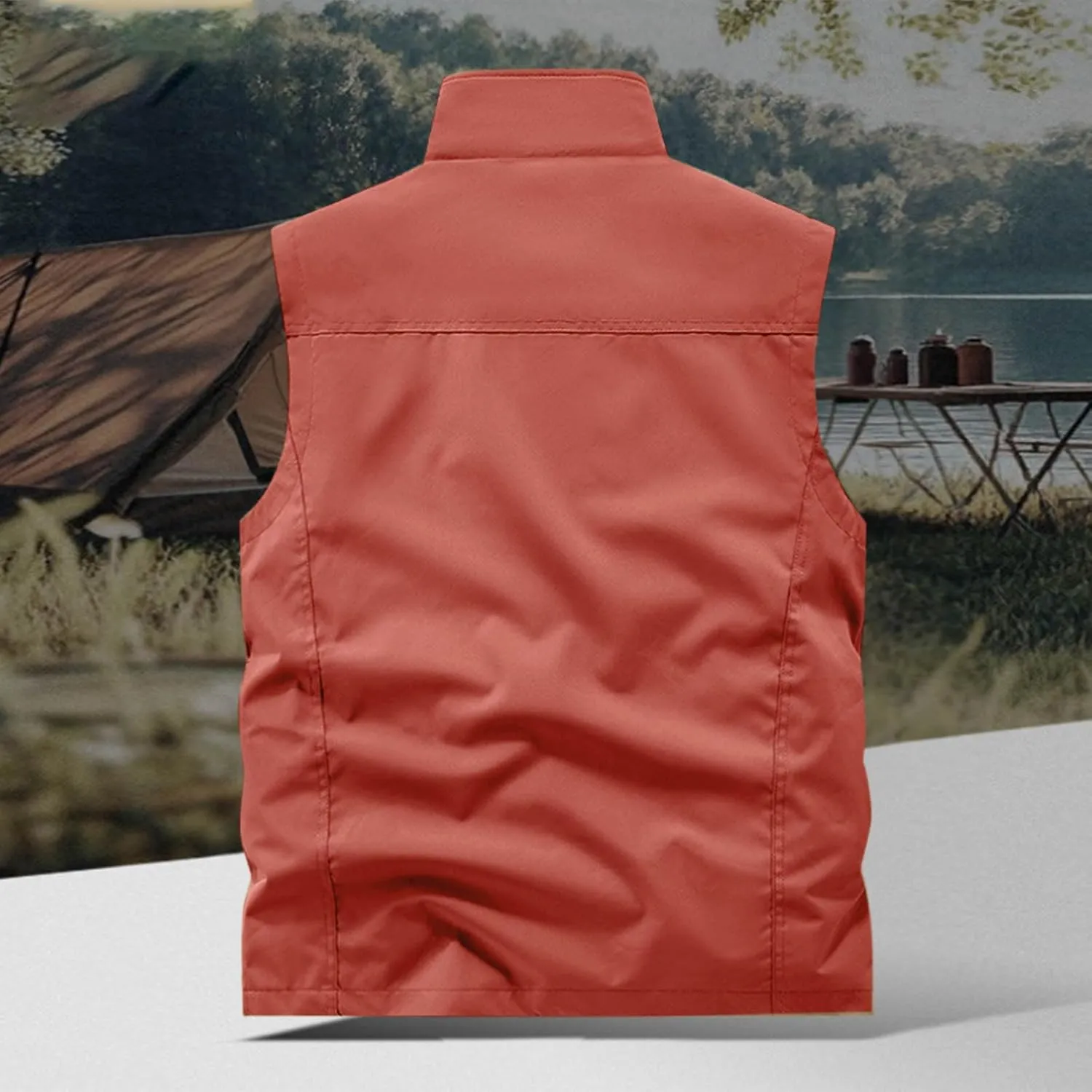 Cambkatl Men's Lightweight Utility Fishing Vest Outdoor Work Safari Travel Photo Casual Sleeveless Cargo Jacket Multi Pockets