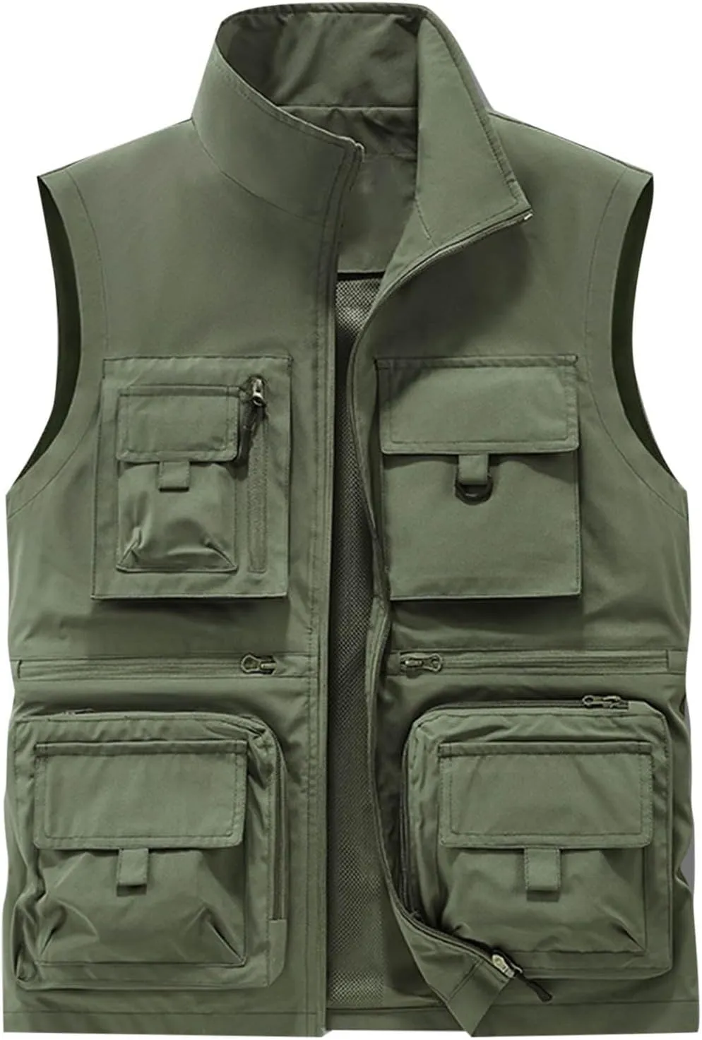 Cambkatl Men's Lightweight Utility Fishing Vest Outdoor Work Safari Travel Photo Casual Sleeveless Cargo Jacket Multi Pockets