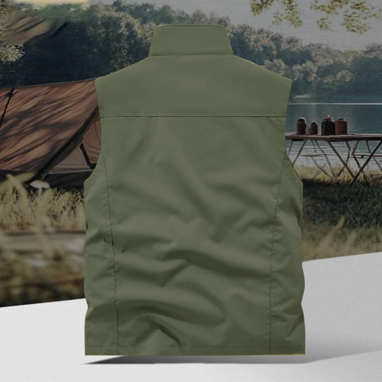Cambkatl Men's Lightweight Utility Fishing Vest Outdoor Work Safari Travel Photo Casual Sleeveless Cargo Jacket Multi Pockets