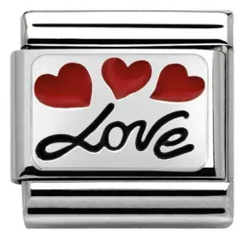 CL OXIDIZED PLATES,steel,enamel,925 silver,Love in italics,balloons   330208/06