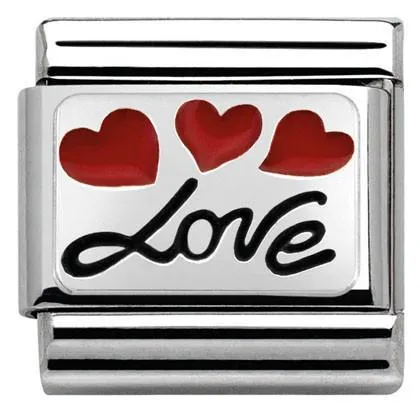 CL OXIDIZED PLATES,steel,enamel,925 silver,Love in italics,balloons   330208/06