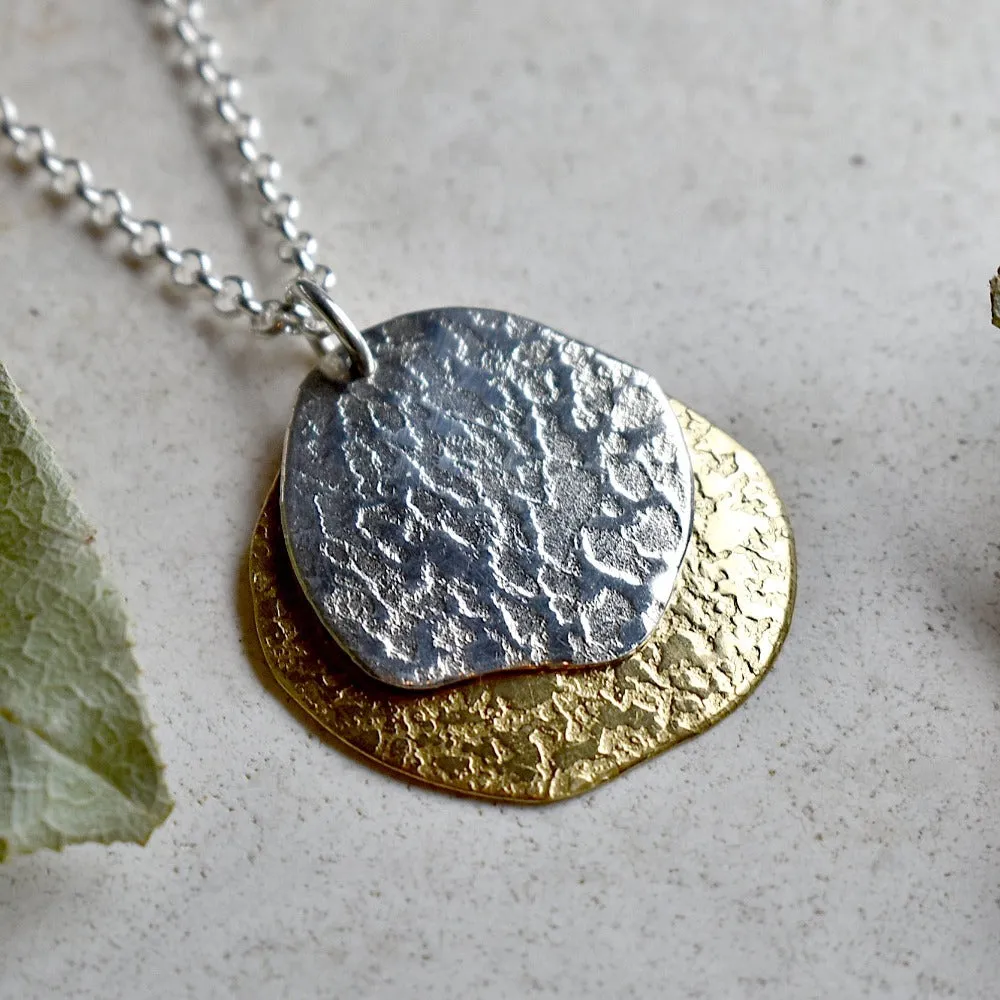 'Concrete & Ashes' Patterned Double Pendant Necklace