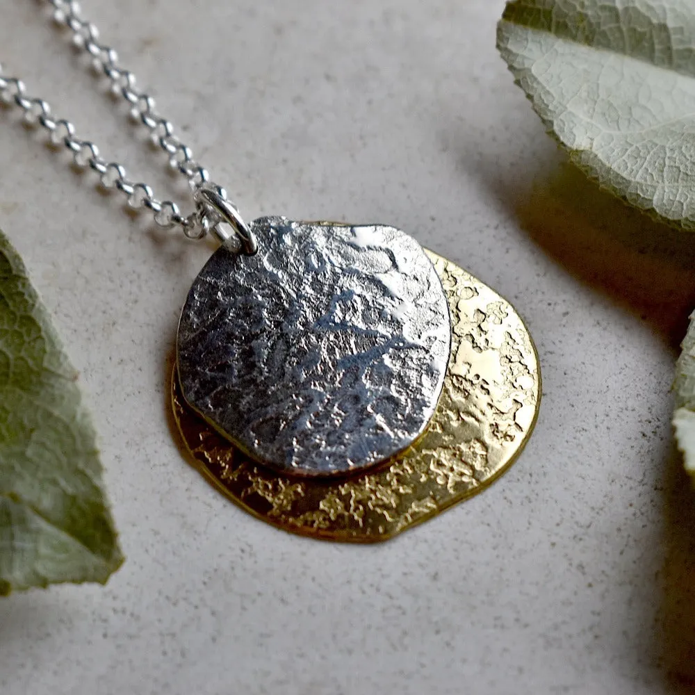 'Concrete & Ashes' Patterned Double Pendant Necklace