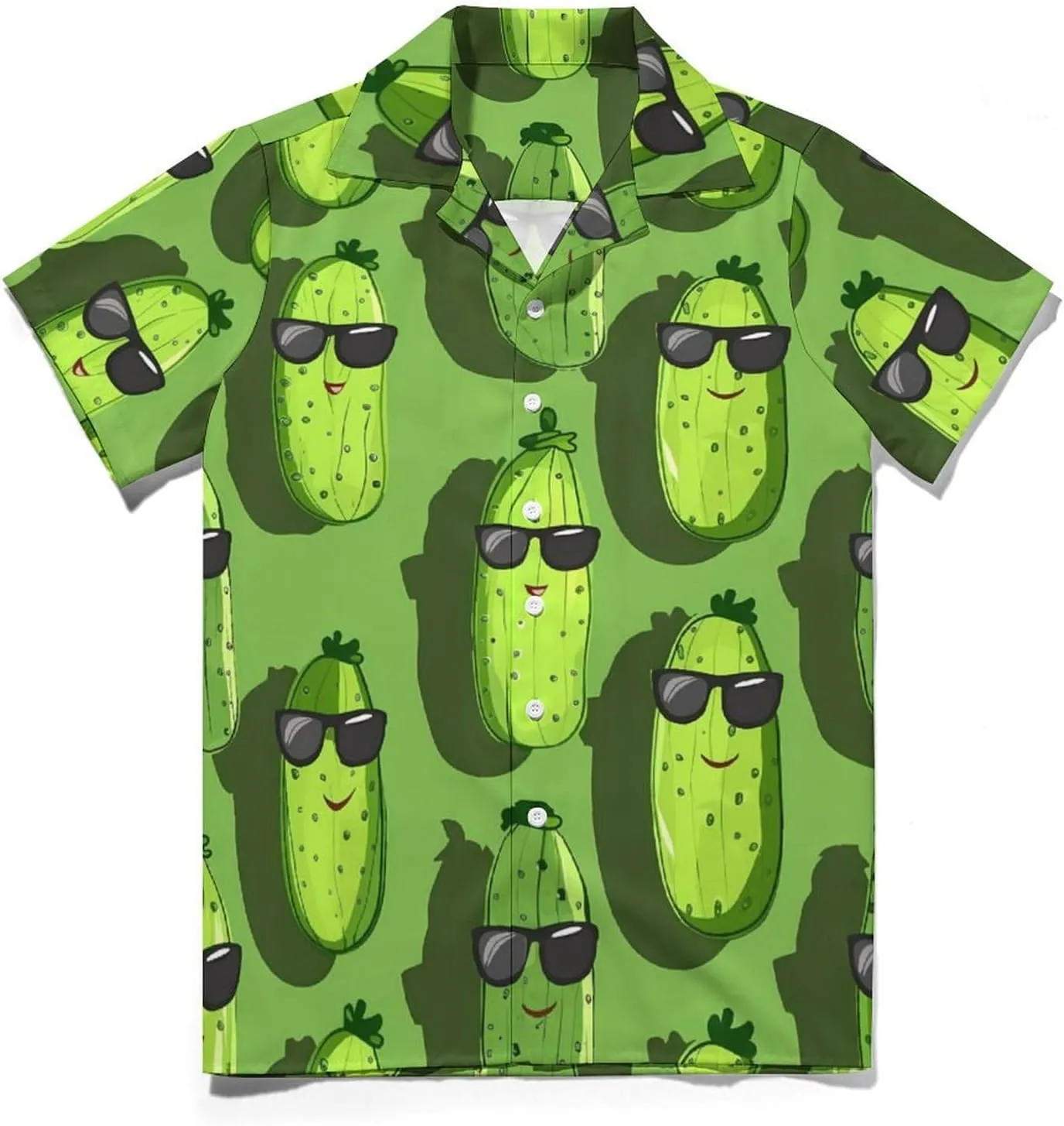Cute Pickle Printed Men's Hawaiian Shirt Cuban Collar Shirt Short Sleeve Button Down Tops Beach T Shirts