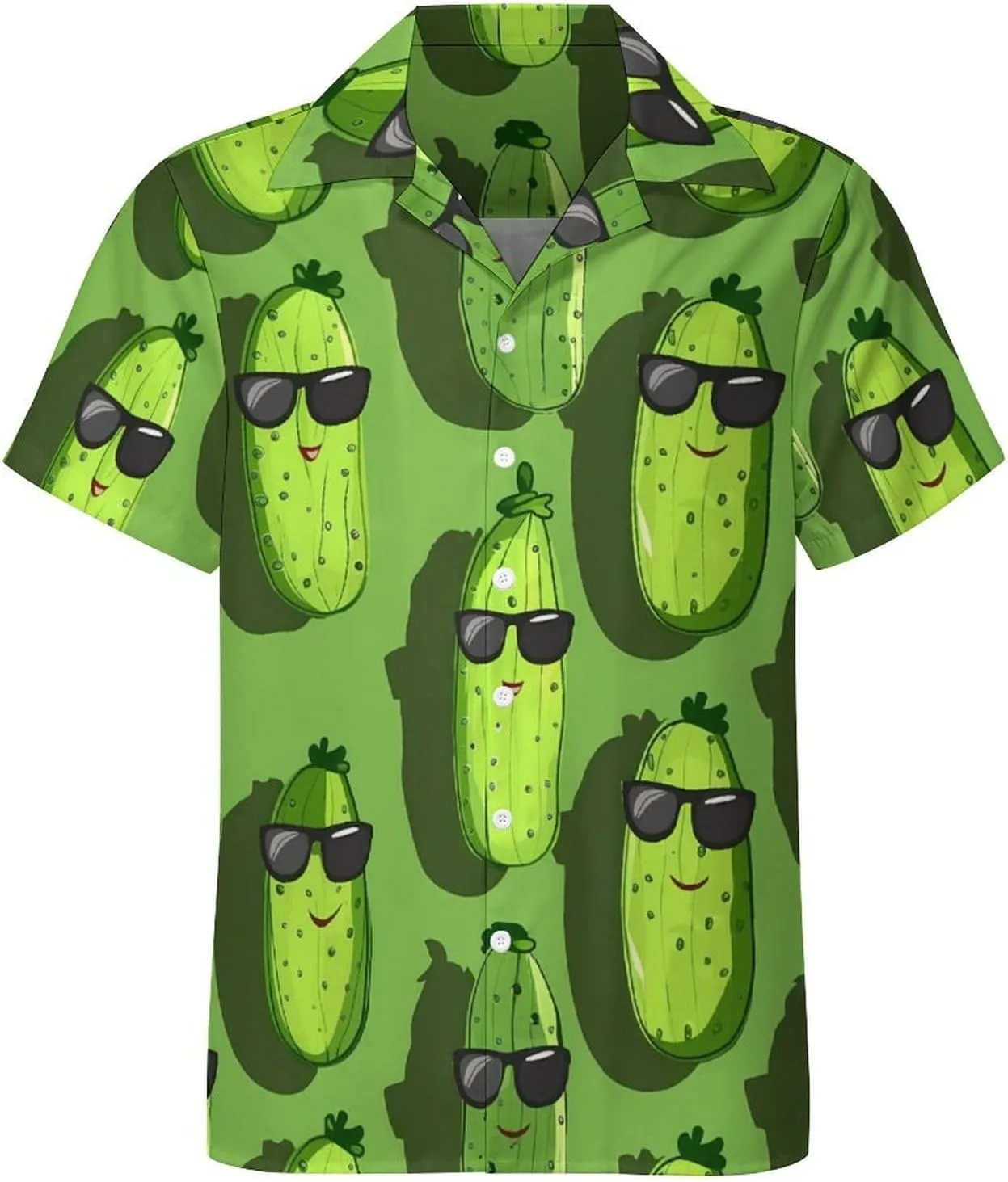 Cute Pickle Printed Men's Hawaiian Shirt Cuban Collar Shirt Short Sleeve Button Down Tops Beach T Shirts