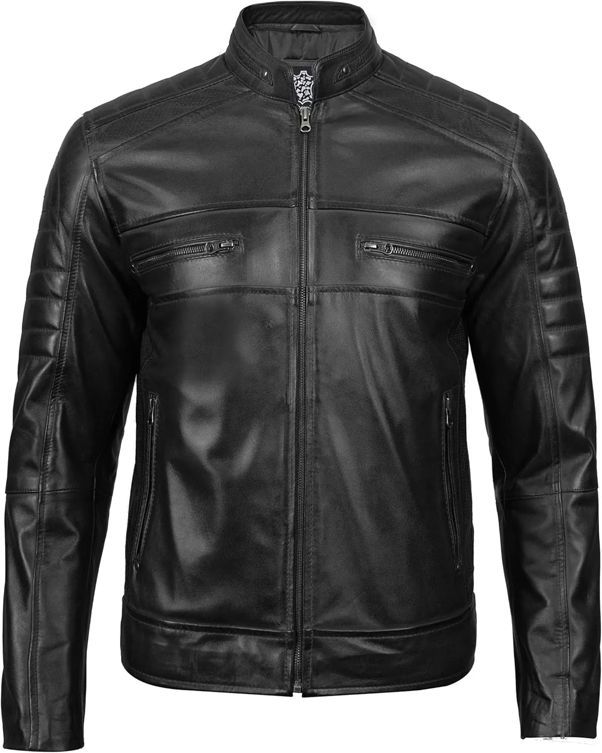 Decrum Leather Jacket Men - Cafe Racer Style Fashion Real Lambskin Leather Jacket For Men