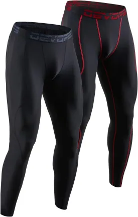 DEVOPS 2 or 3 Pack Men's Compression Pants Athletic Leggings with Pocket/Non-Pocket