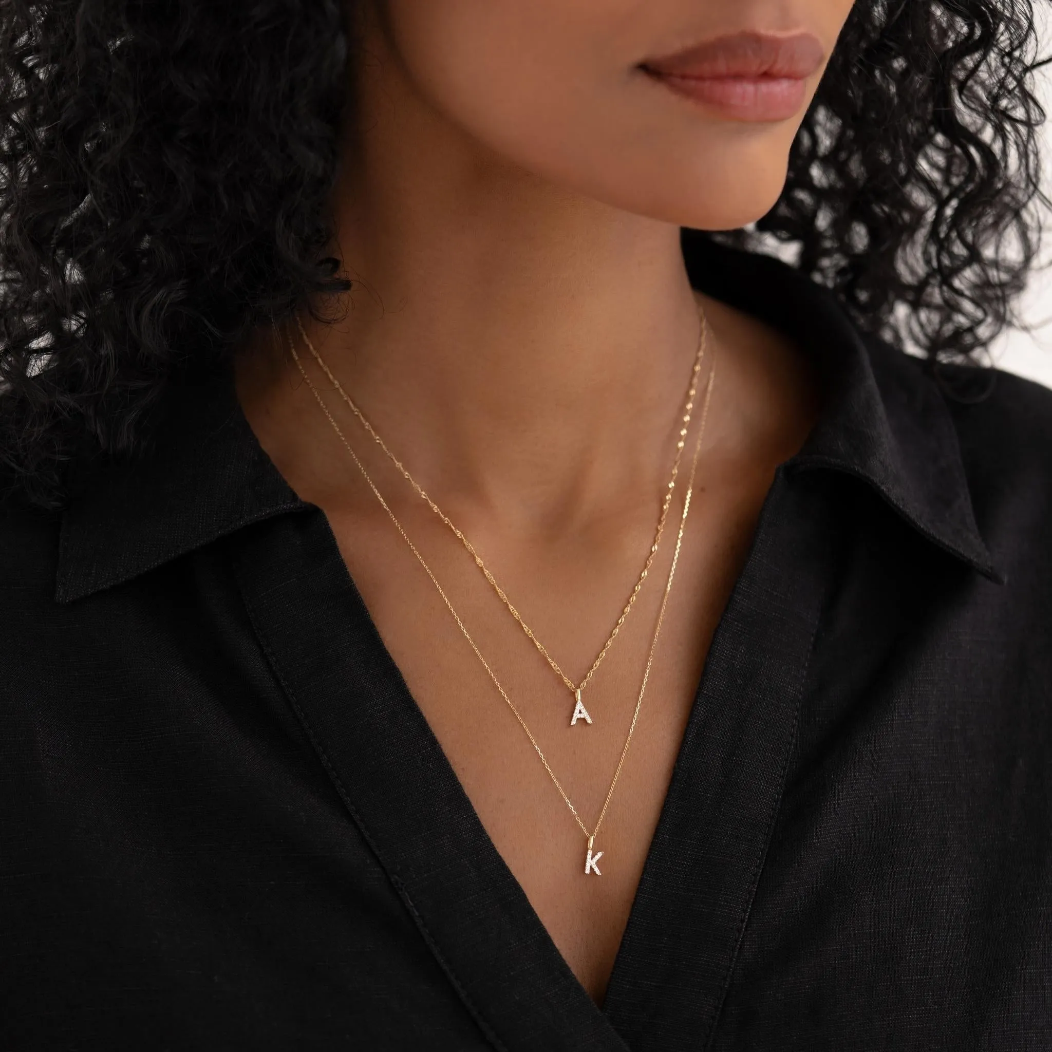 Diamond Initial Pendant 14k Gold - Q