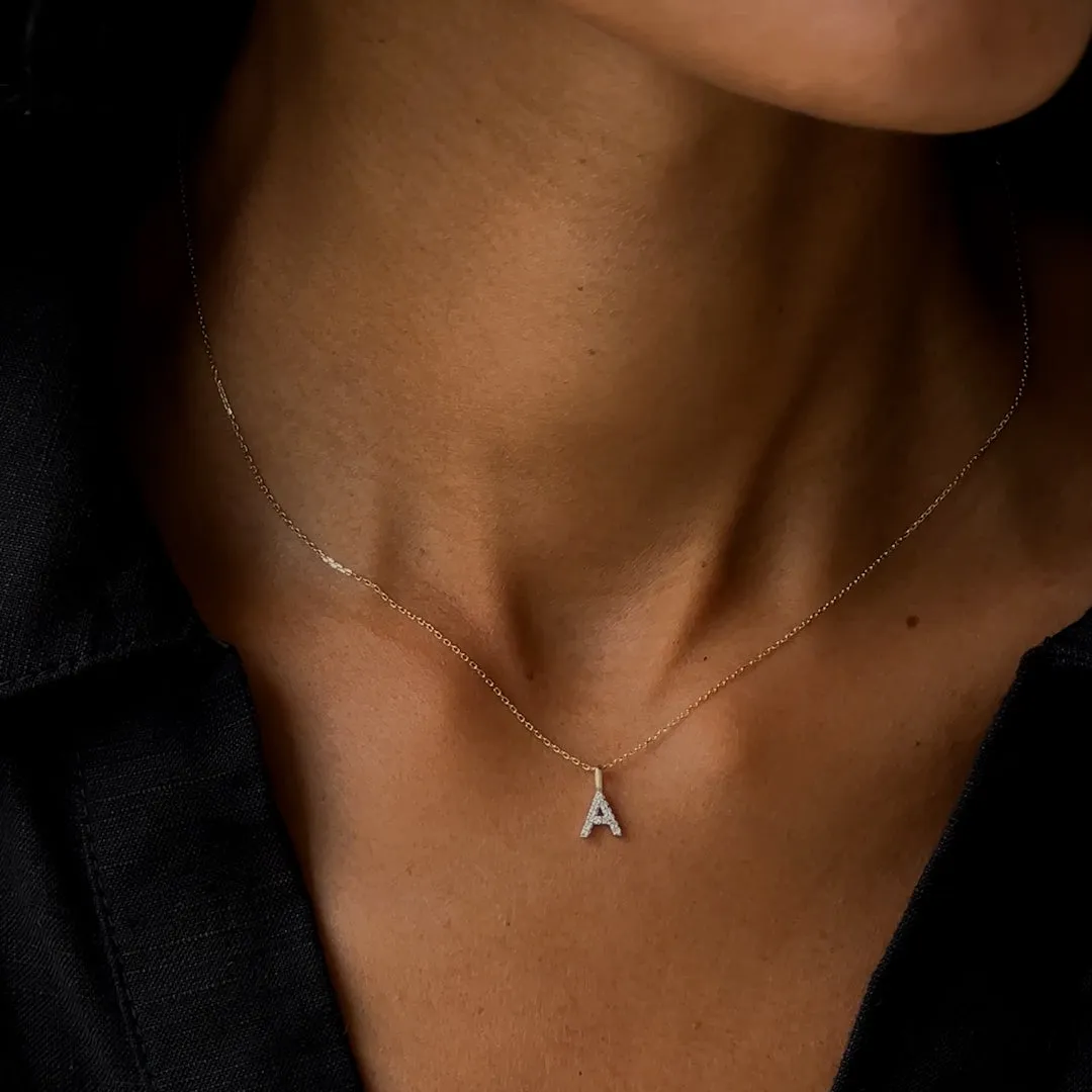 Diamond Initial Pendant 14k Gold - Q