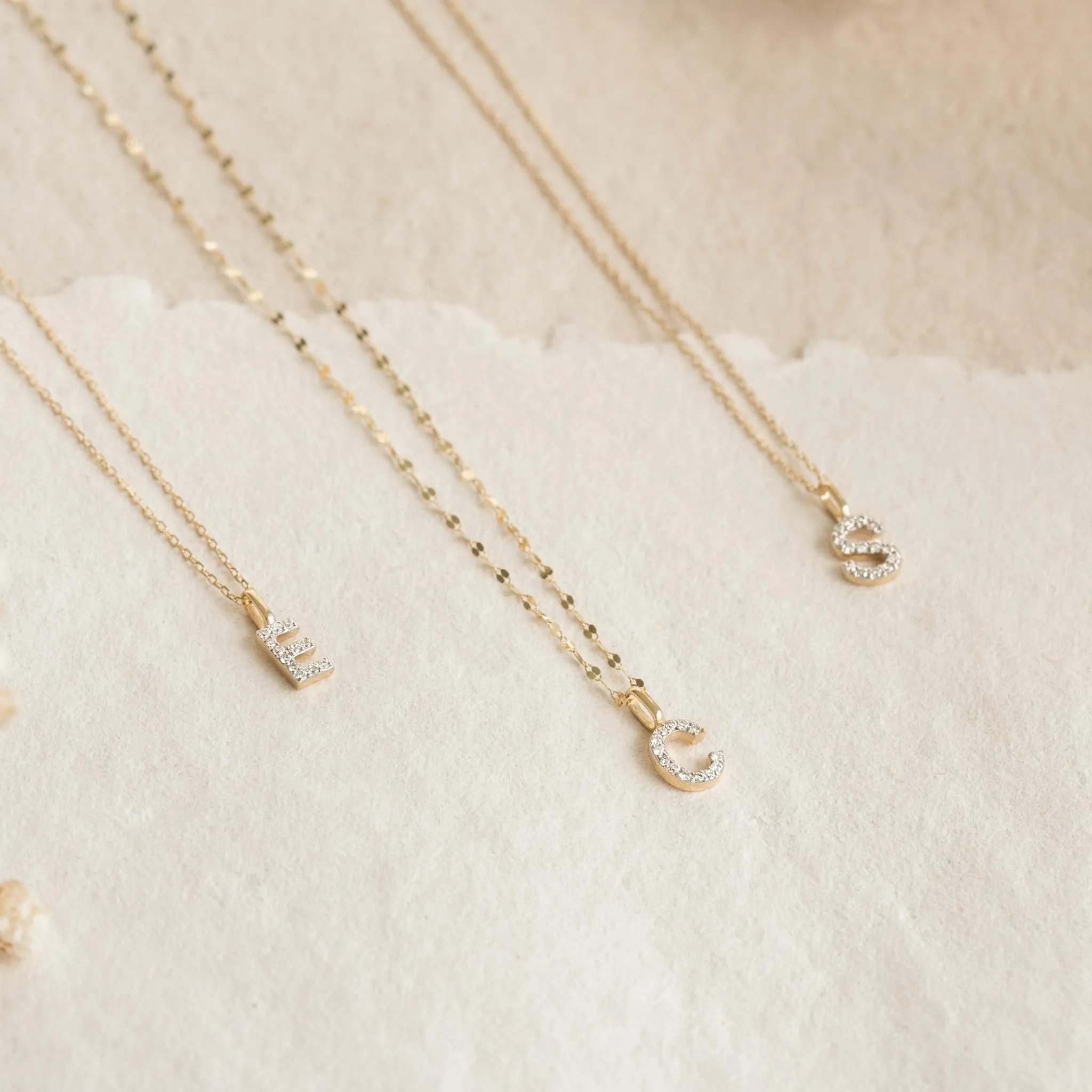 Diamond Initial Pendant 14k Gold - S