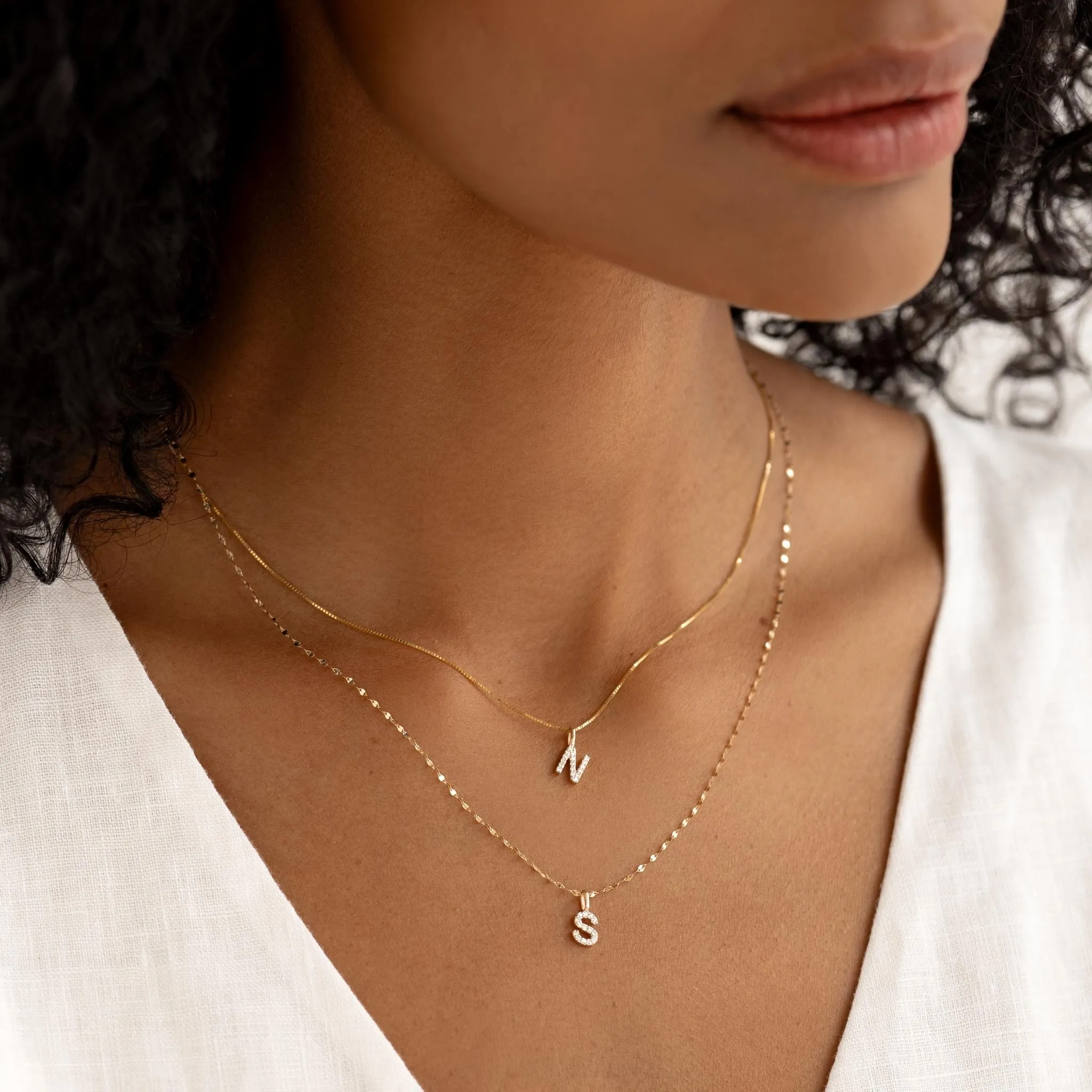 Diamond Initial Pendant 14k Gold - S