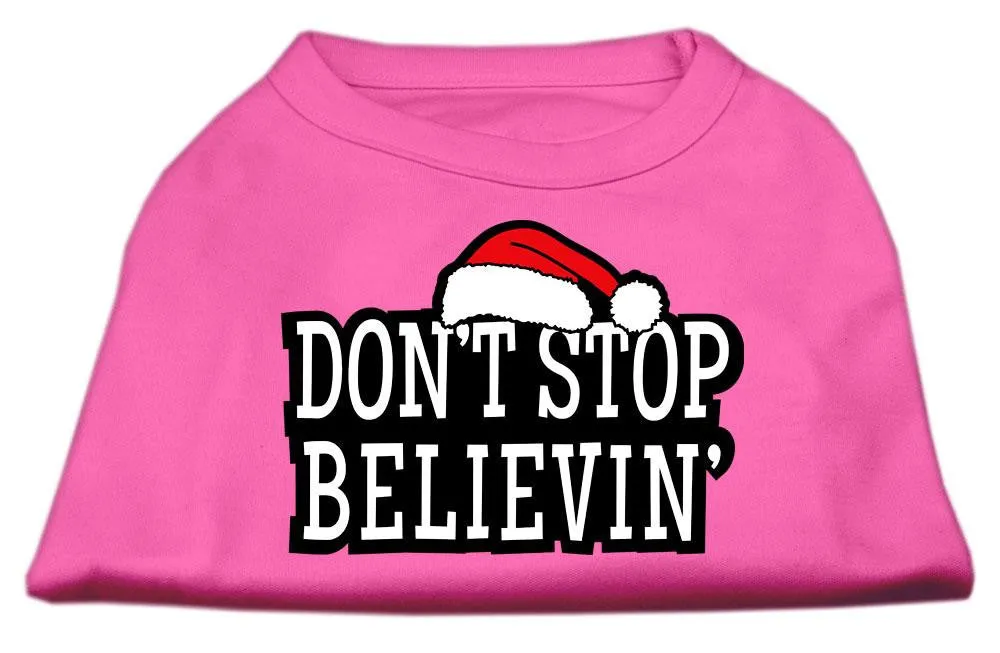 Don't Stop Believin' Screenprint Shirts Bright Pink S (10)