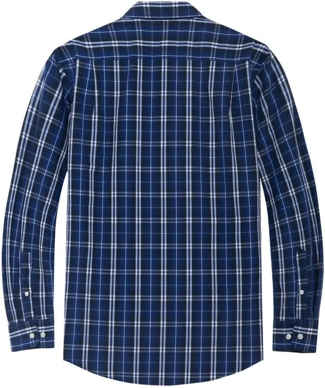 Double Pump Mens Button Down Long Sleeve Shirts Regular Fit Dress Shirts Business Casual Plaid Shirts
