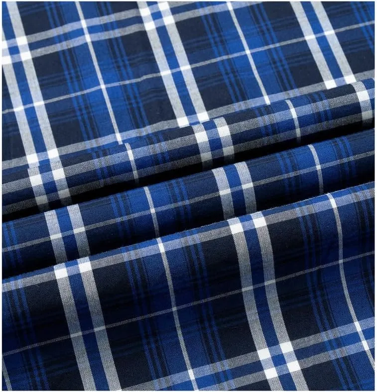 Double Pump Mens Button Down Long Sleeve Shirts Regular Fit Dress Shirts Business Casual Plaid Shirts