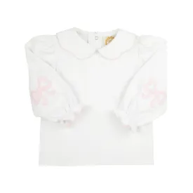 Emma's Elbow Patch Top & Onesie, Worth Avenue White With Palm Beach Pink