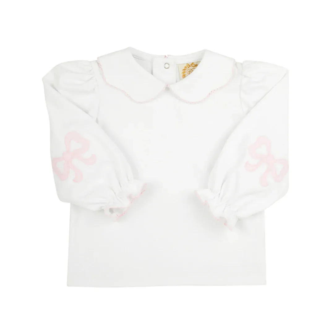 Emma's Elbow Patch Top & Onesie, Worth Avenue White With Palm Beach Pink