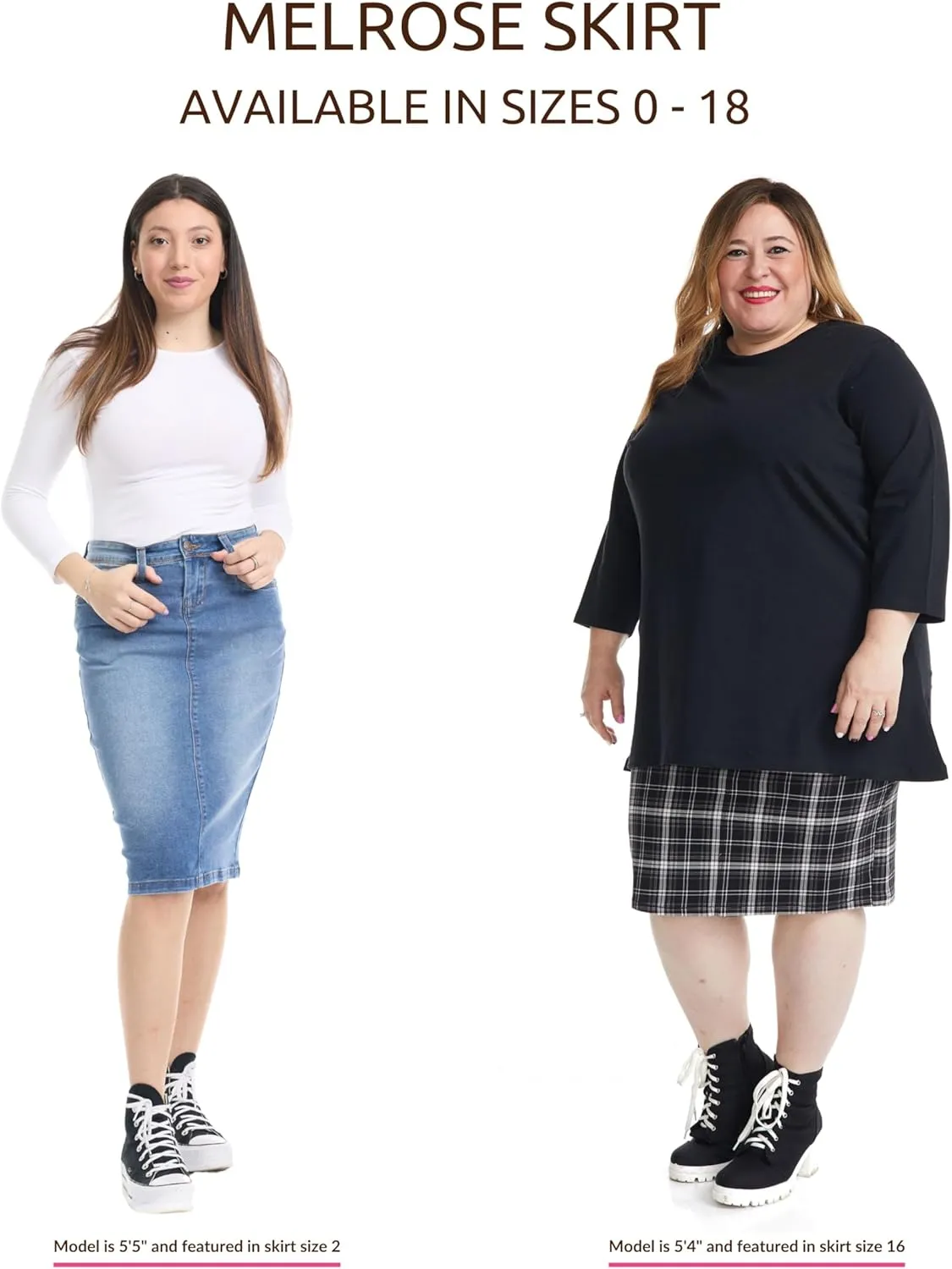 ESTEEZ Repreve Denim Knee-Length Jean Skirt for Women with Pockets - Melrose
