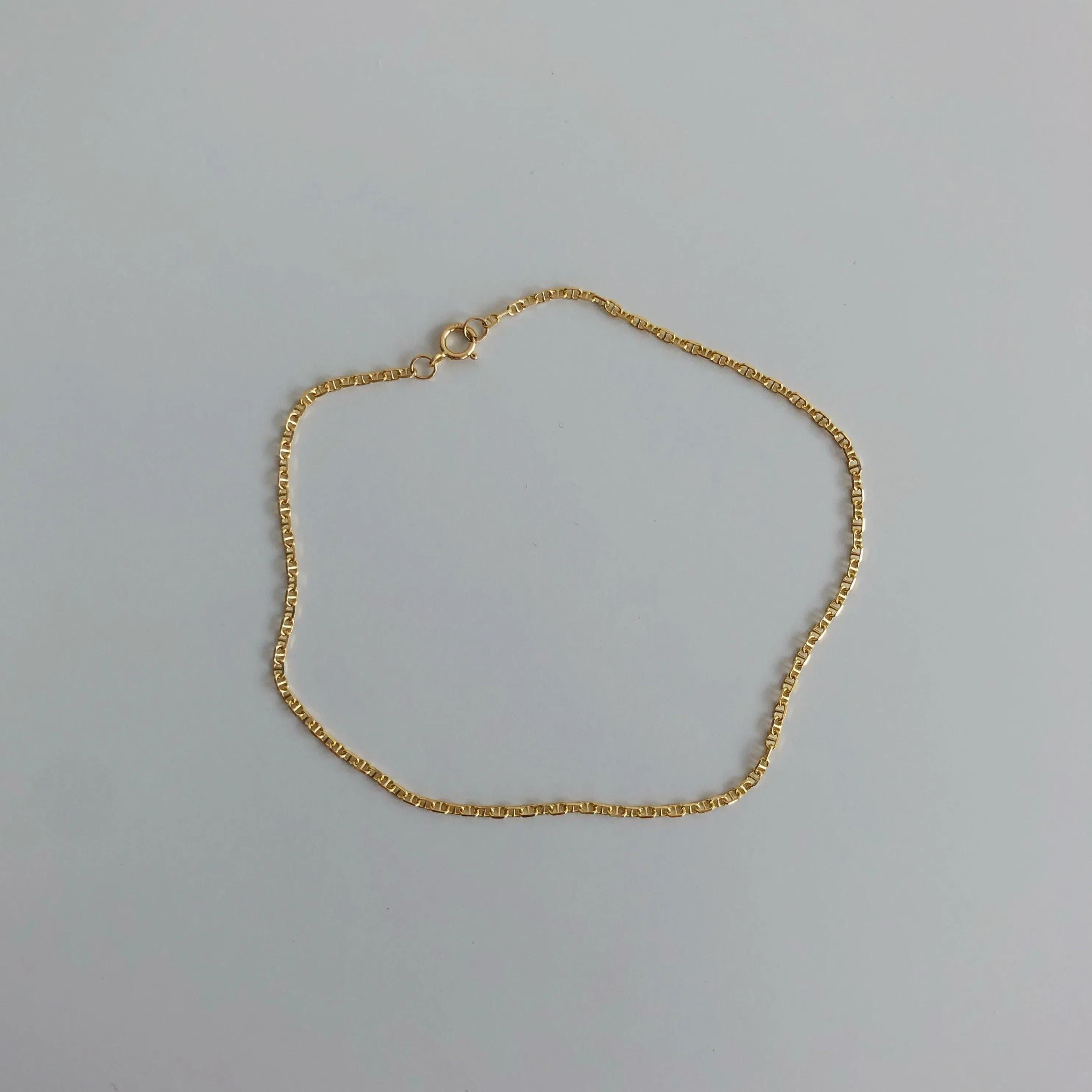 Everyday Thin Flat Anchor Chain Necklace / Bracelet, Solid 14k Gold