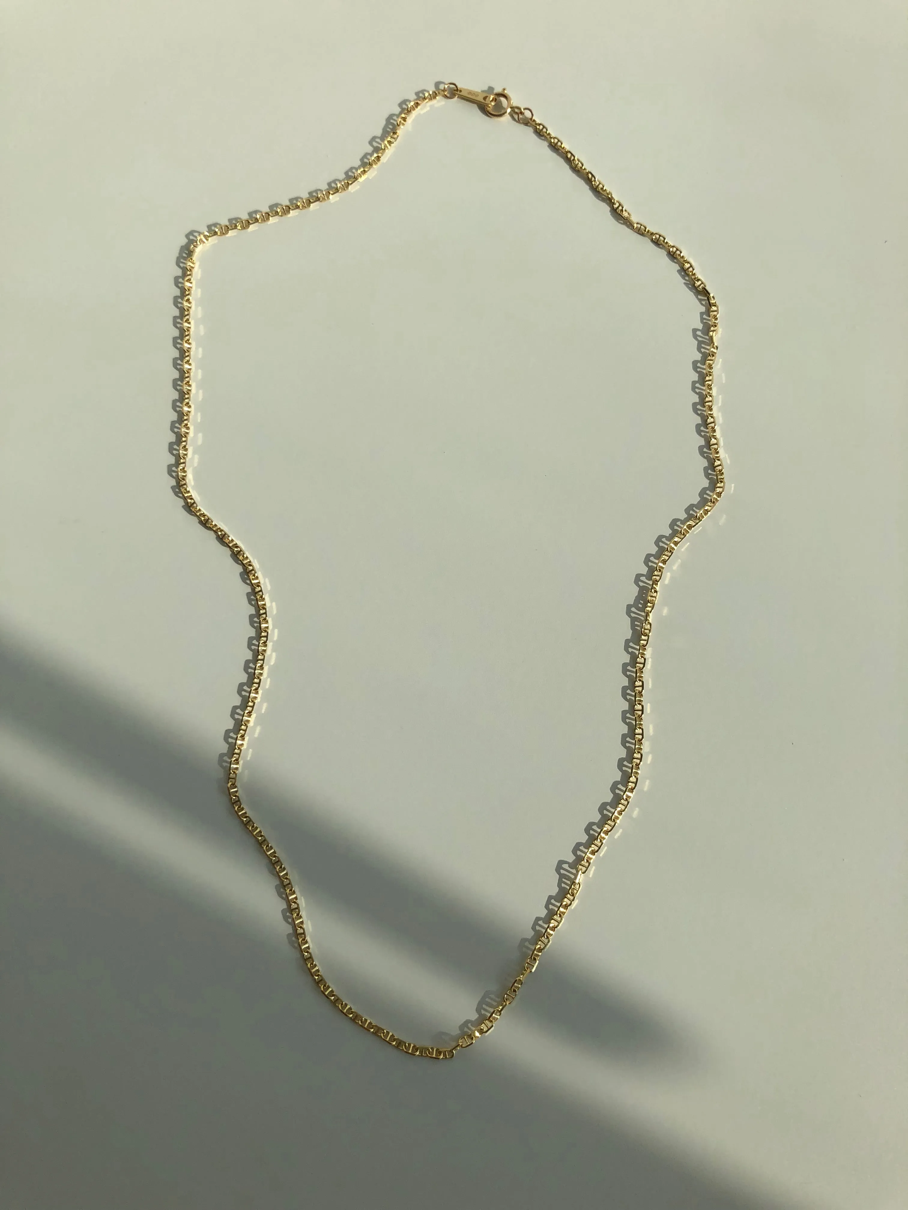 Everyday Thin Flat Anchor Chain Necklace / Bracelet, Solid 14k Gold