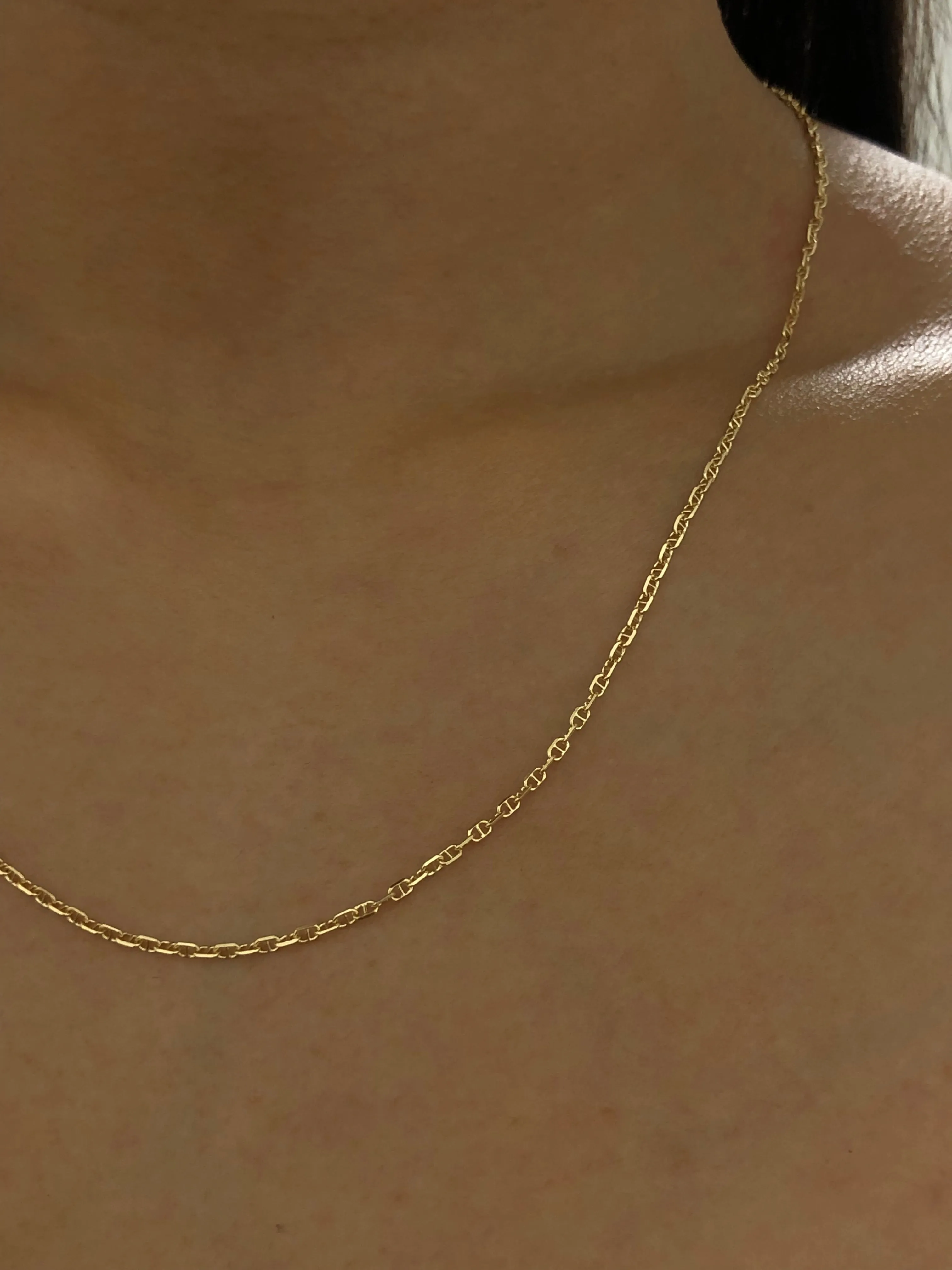 Everyday Thin Flat Anchor Chain Necklace / Bracelet, Solid 14k Gold