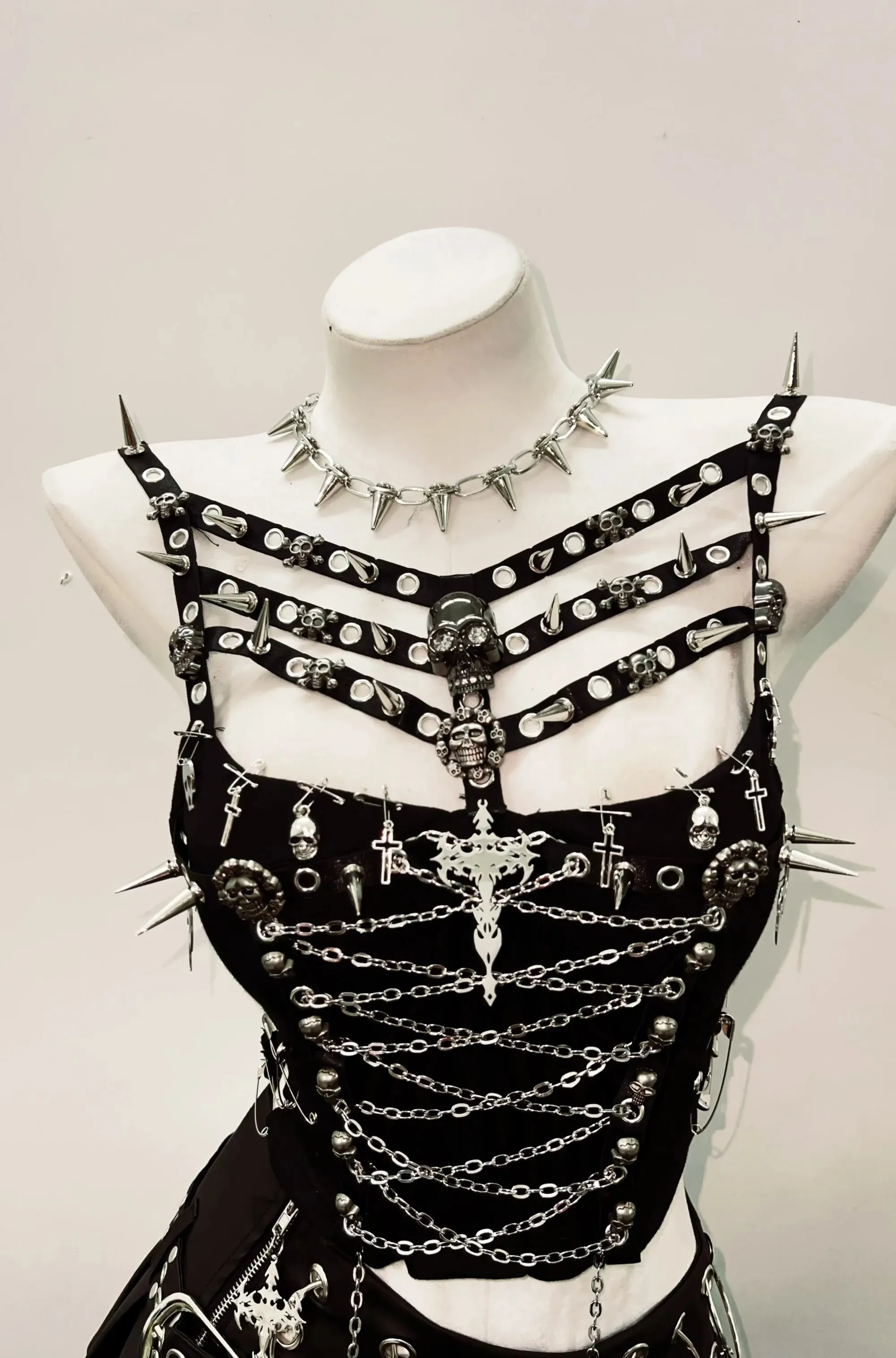 Flytonn-Gothic Tank Tops Punk Tank Tops  y2k fashion bustier top gothic clothes vintage tops Rivets Tank Tops Skull top y2k clothes