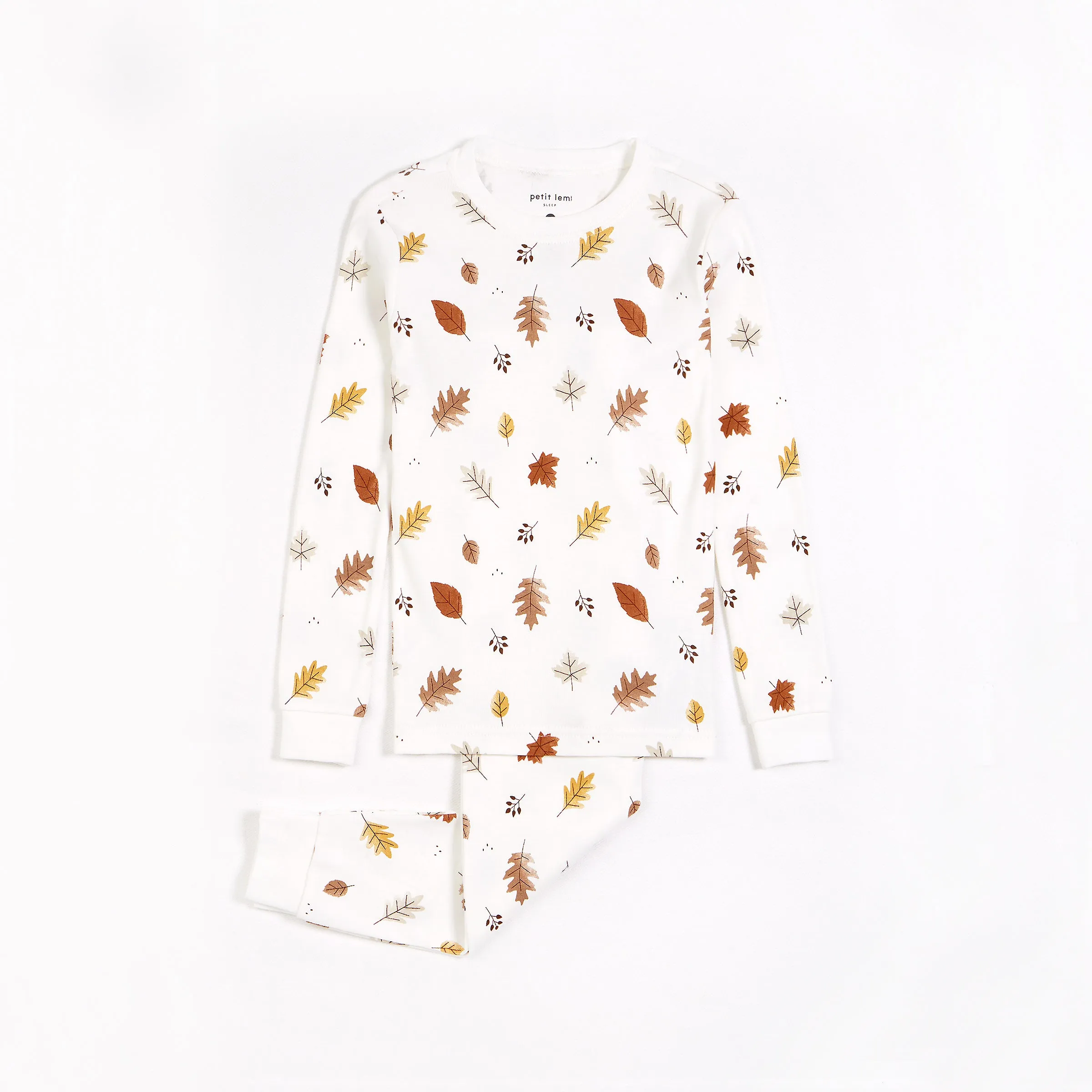 Foliage Print on Off-White PJ Set