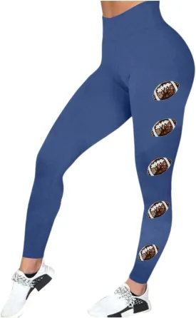Football Leggings for Women High Waisted Pants for Women Tummy Control Leggings Yoga Pants Soft Buttery Tights