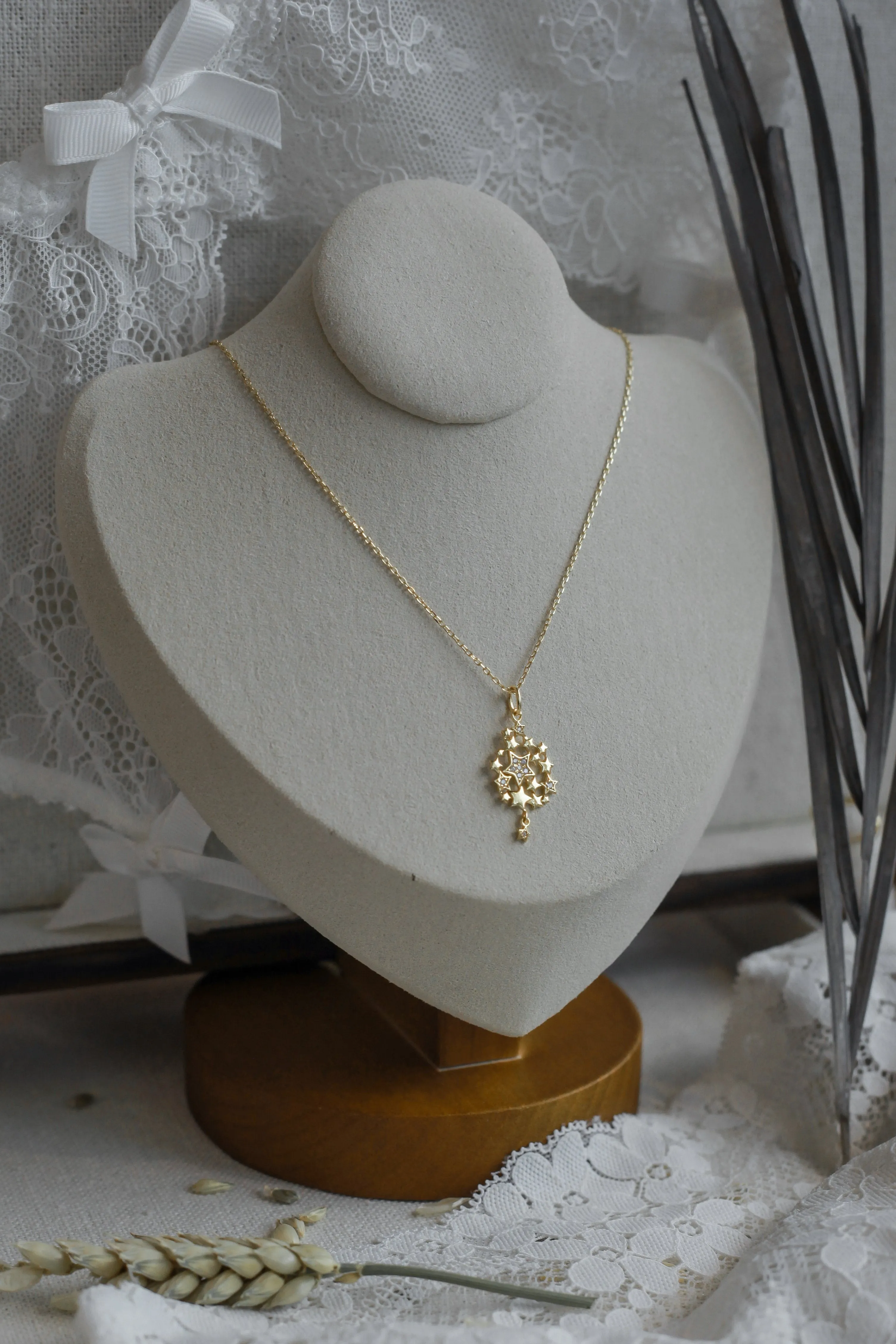 Gold Flake CZ Necklace