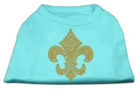 Gold Fleur De Lis Rhinestone Shirts Aqua XXL (18)