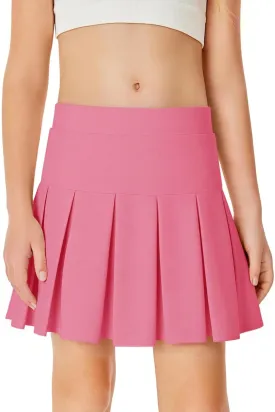 Haloumoning Girls Pleated Skirts School Kids Casual Mini Flare A Line Uniform Skorts Skirt 5-14 Years