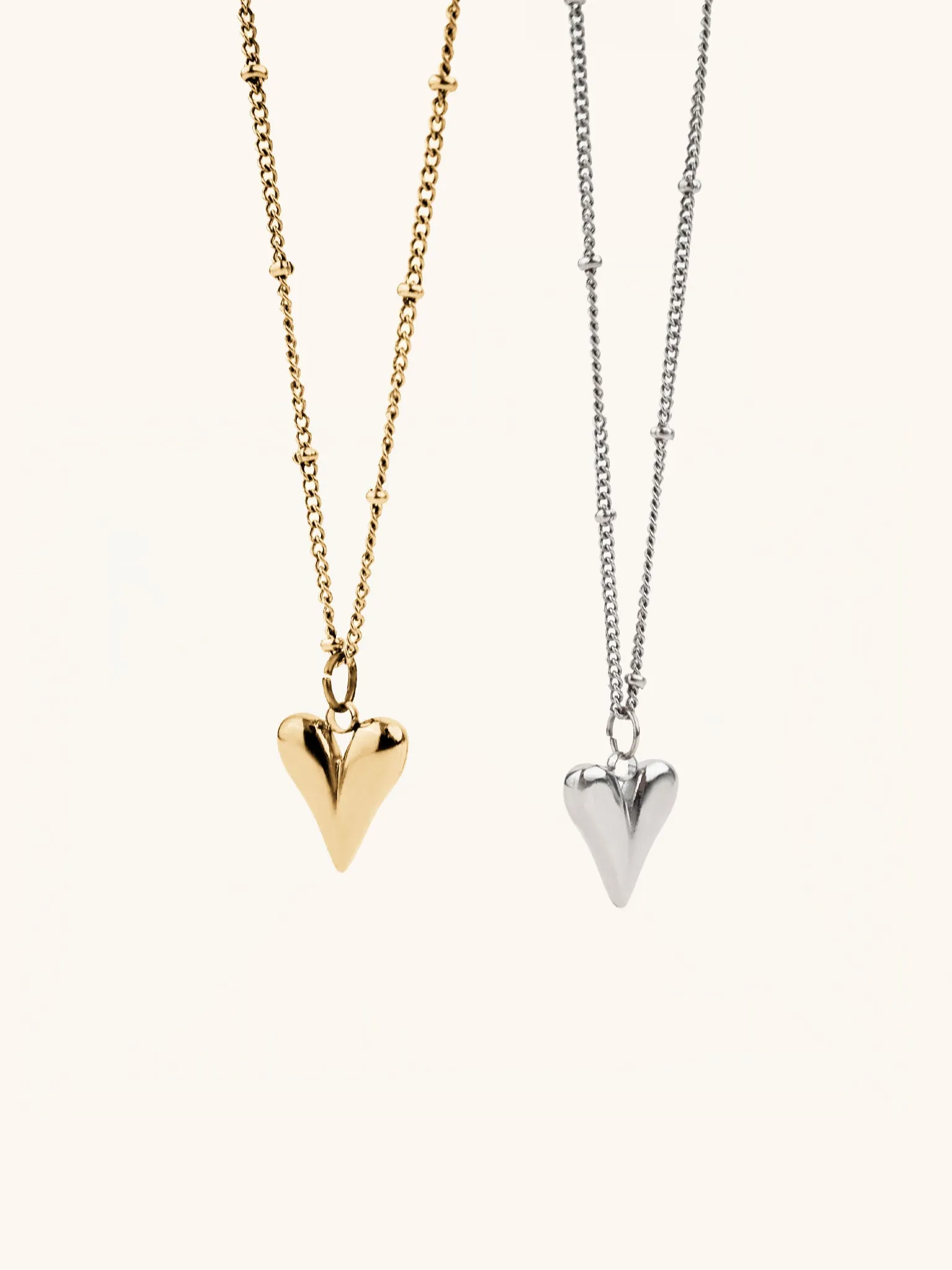 Heart Beaded Curb Chain Necklace