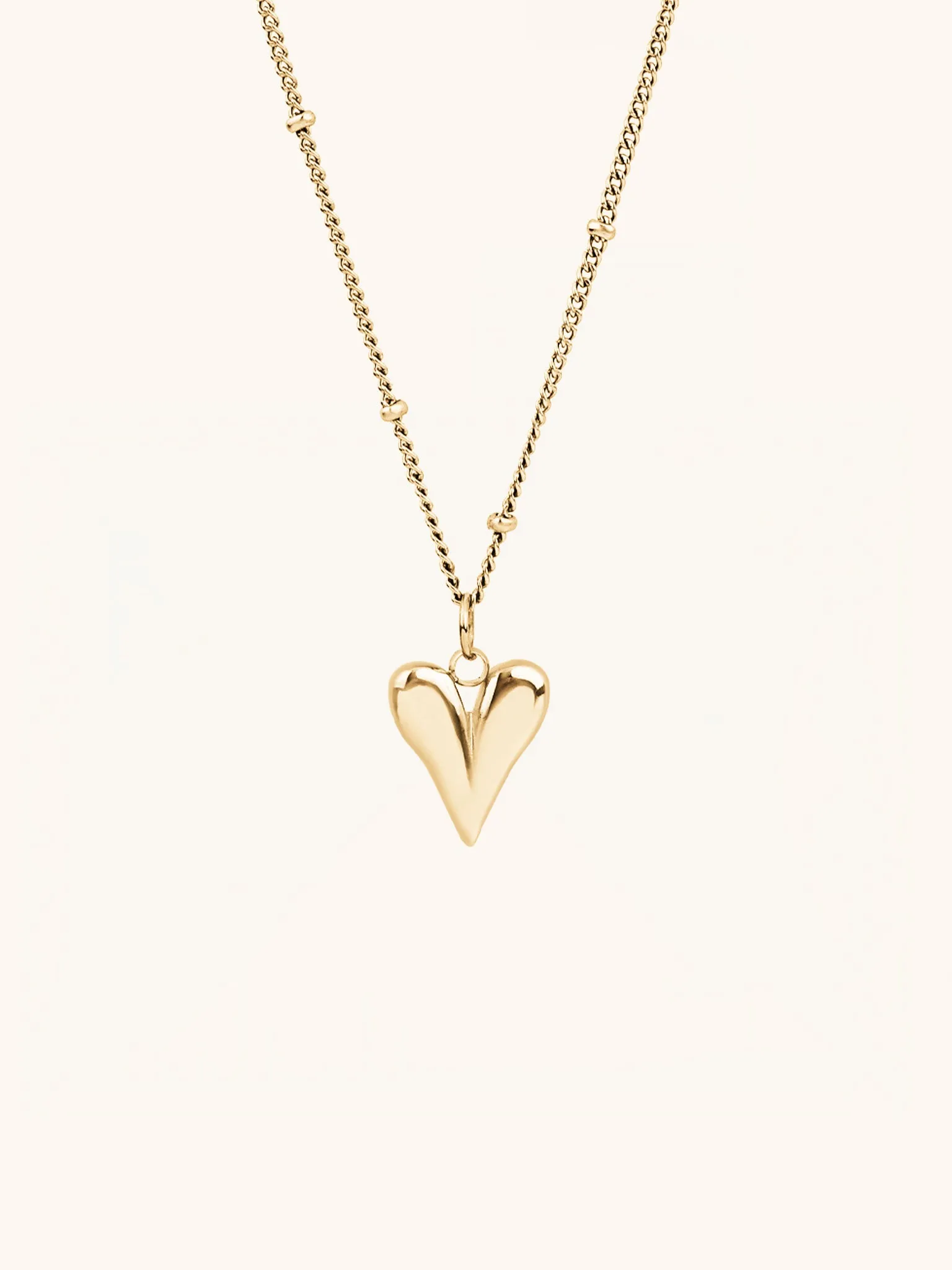 Heart Beaded Curb Chain Necklace