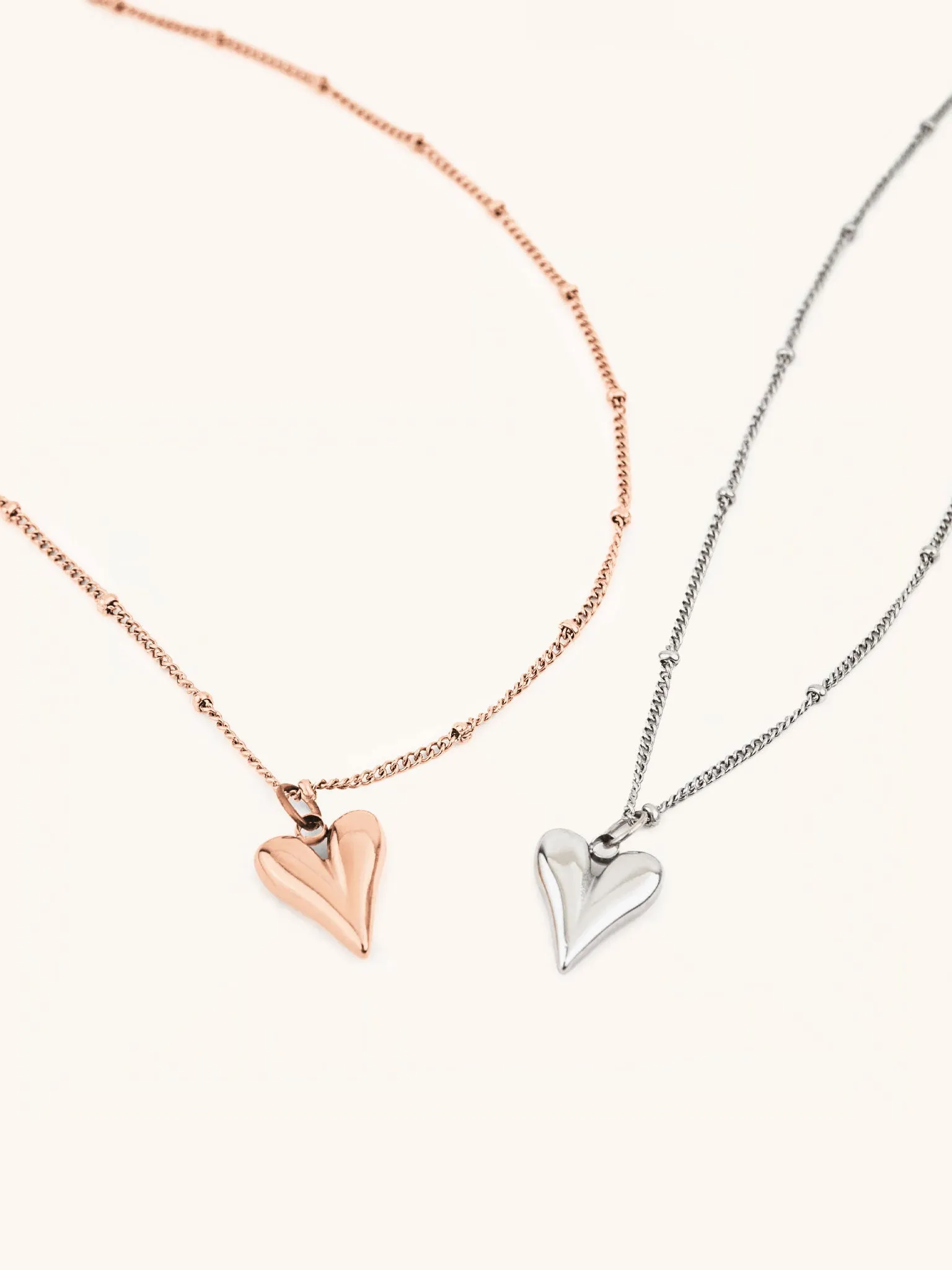 Heart Beaded Curb Chain Necklace