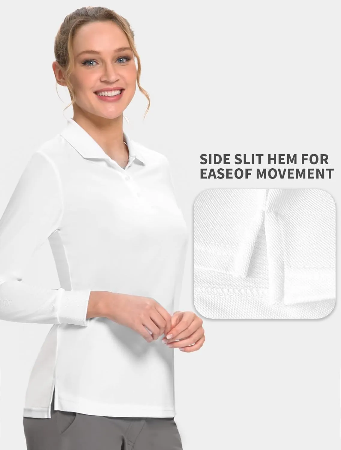 Hiverlay Women Golf Shirts Polo Shirts for Women UPF 50  Lightweight Quick-Dry Collared Tennis Daily Shirts Work Tops