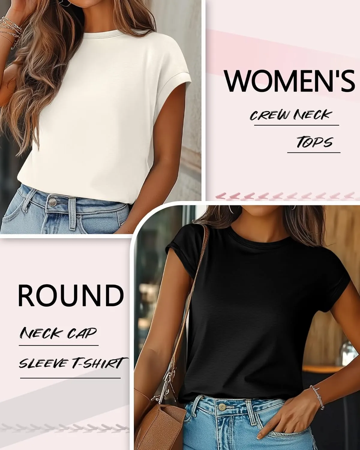 Huukeay 3 Pack Women's Cap Sleeve Tops Basic Cotton Tee Shirts Summer Casual Crew Neck Trendy Clothes 2025 Fashion