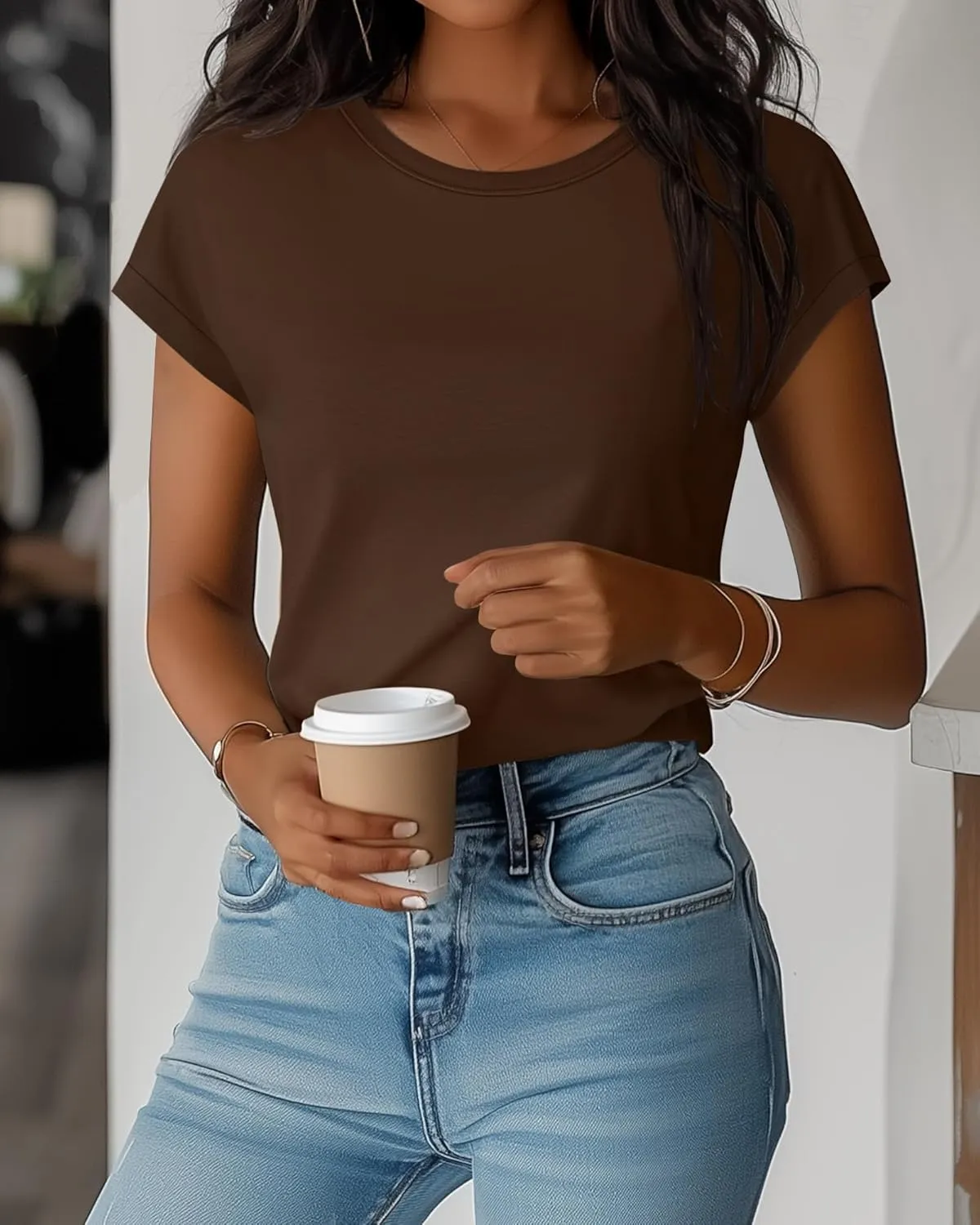 Huukeay 3 Pack Women's Cap Sleeve Tops Basic Cotton Tee Shirts Summer Casual Crew Neck Trendy Clothes 2025 Fashion