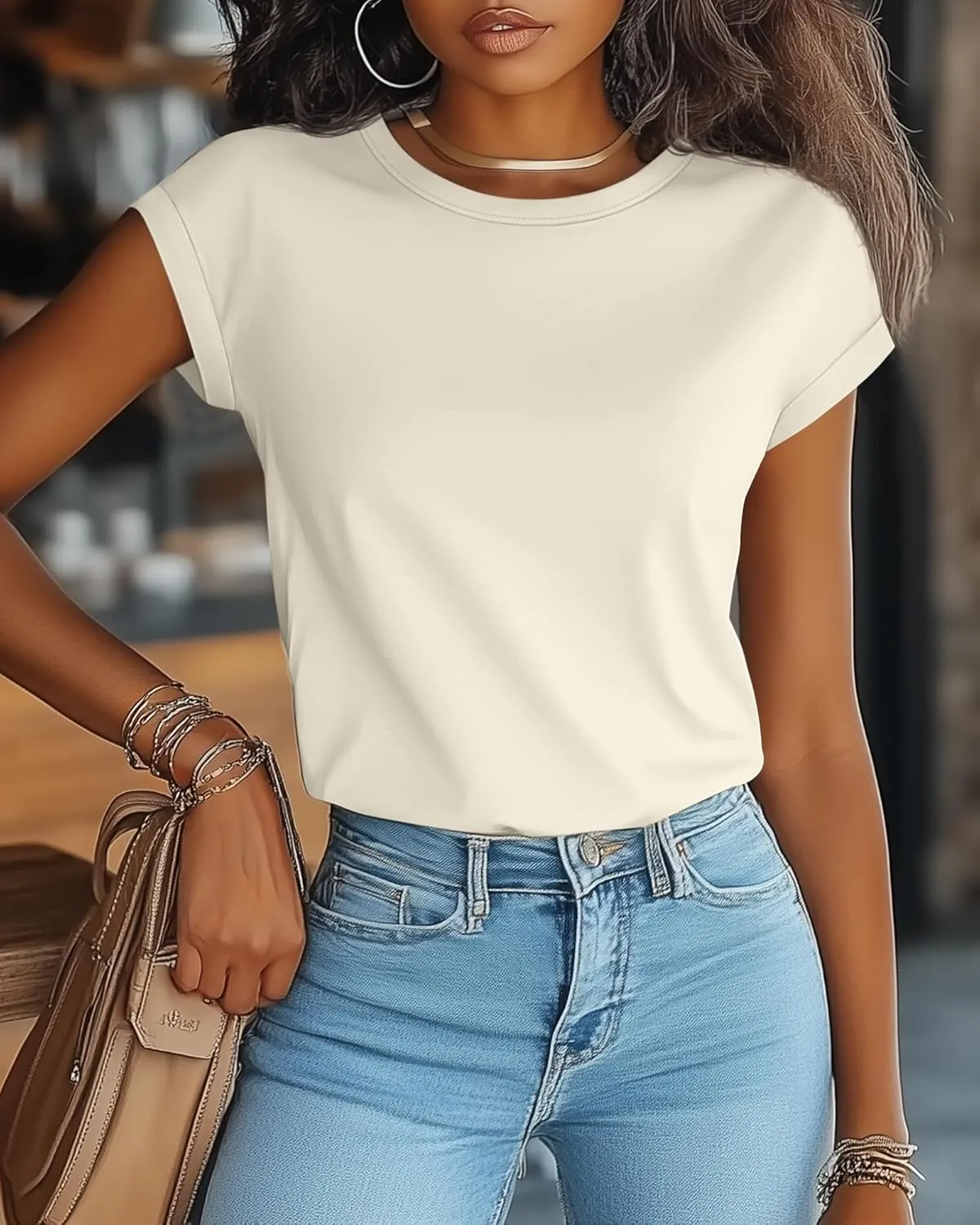 Huukeay 3 Pack Women's Cap Sleeve Tops Basic Cotton Tee Shirts Summer Casual Crew Neck Trendy Clothes 2025 Fashion