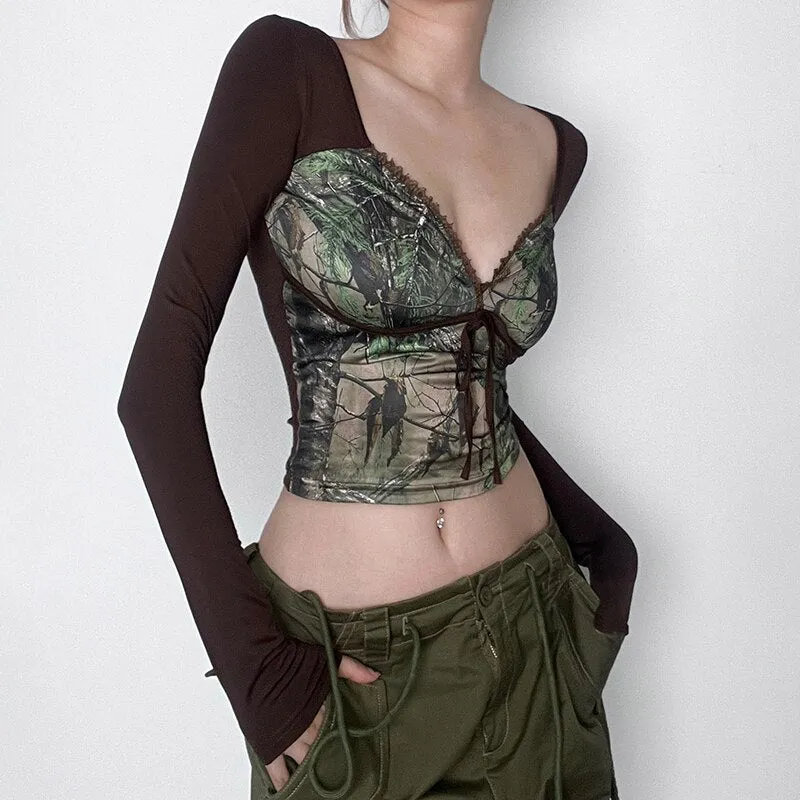 'In the Zone' Auburn Flower Print Corset Top